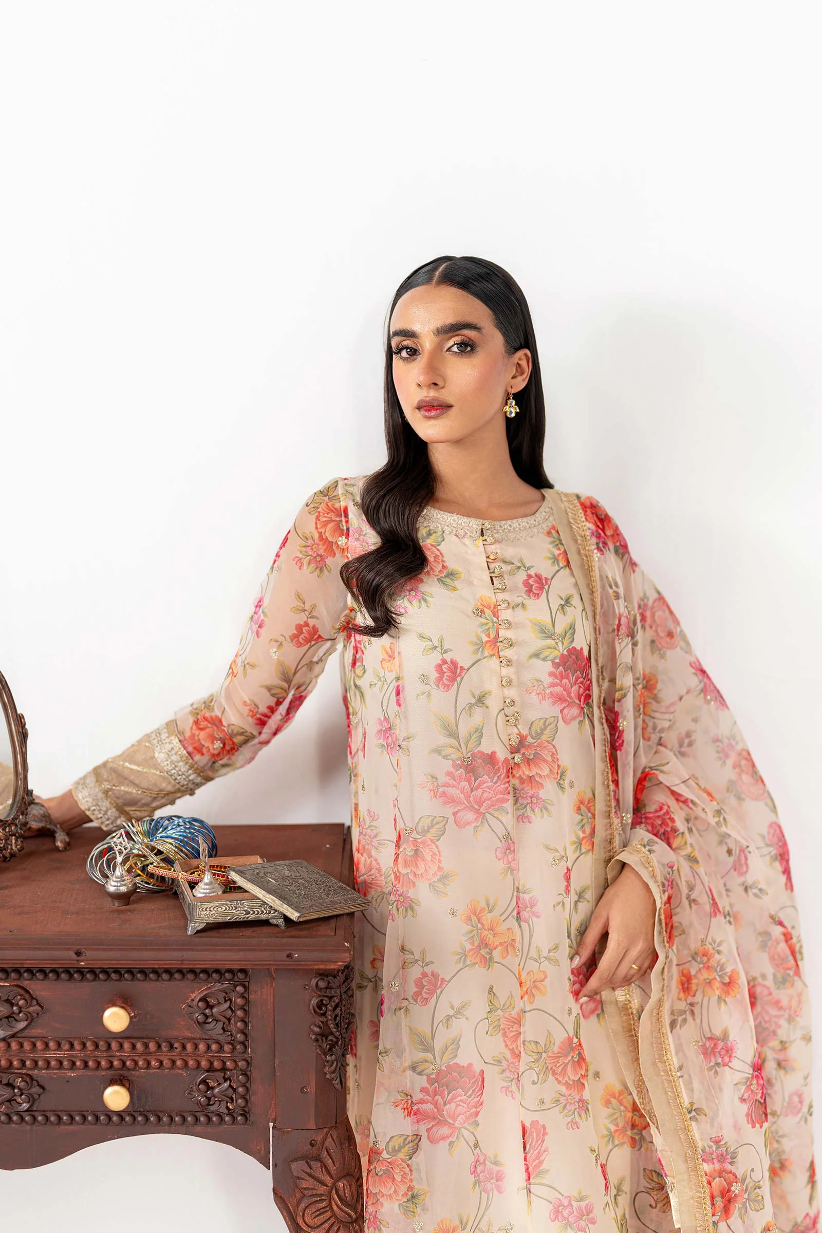 2 Pc Printed Organza Suit - Image 3