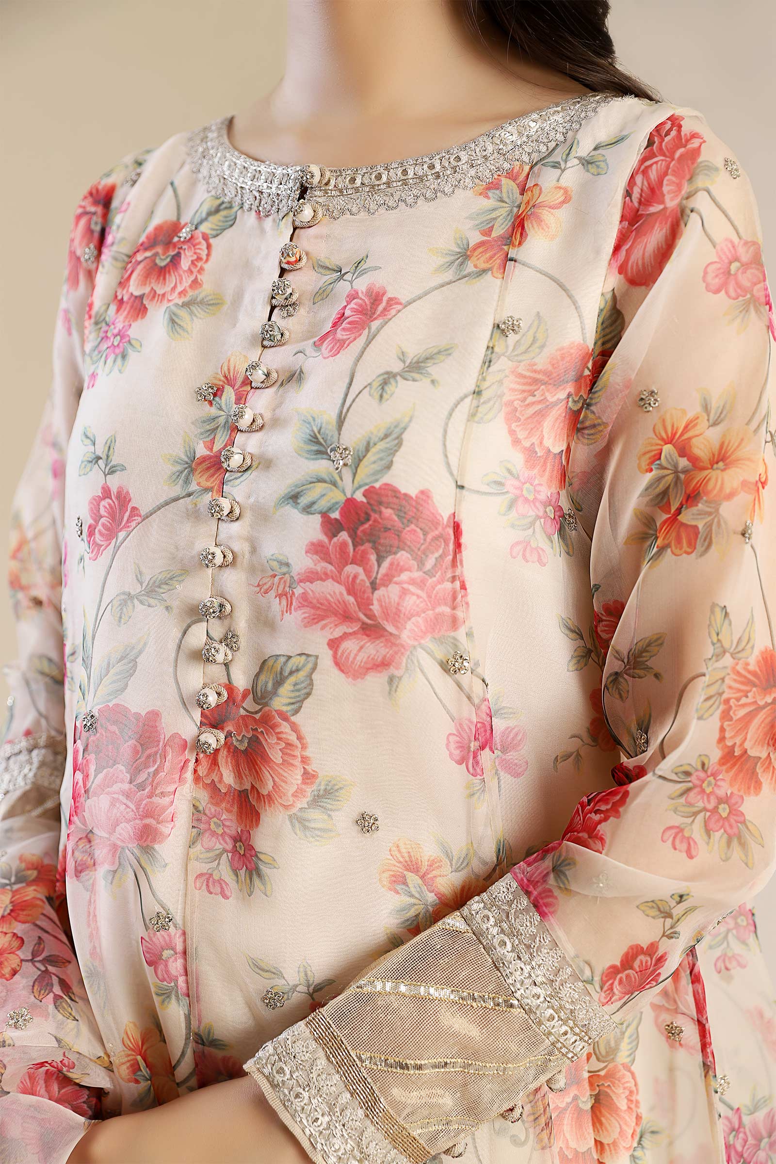 2 Pc Printed Organza Suit - Image 6
