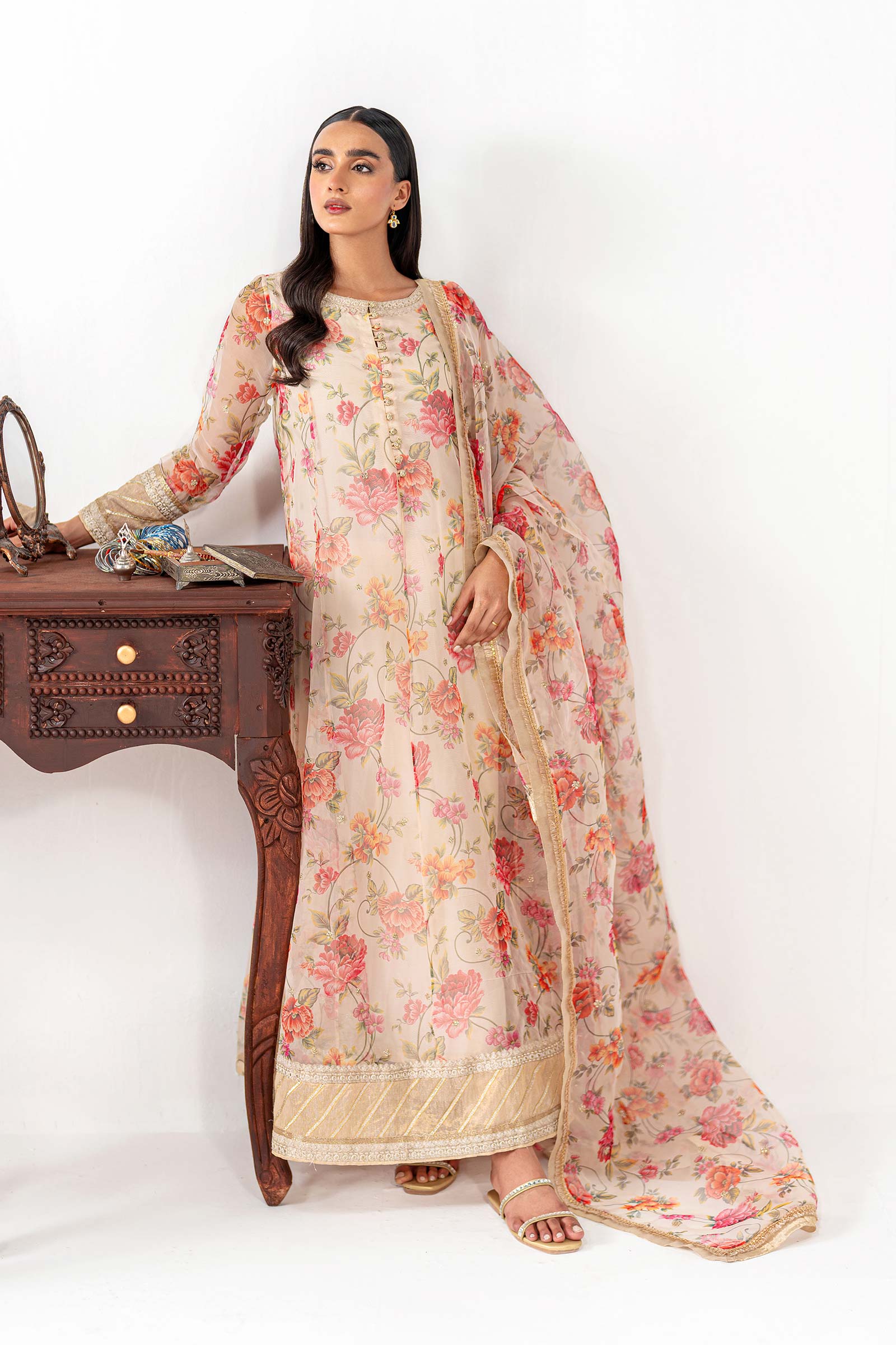 2 Pc Printed Organza Suit - Image 7