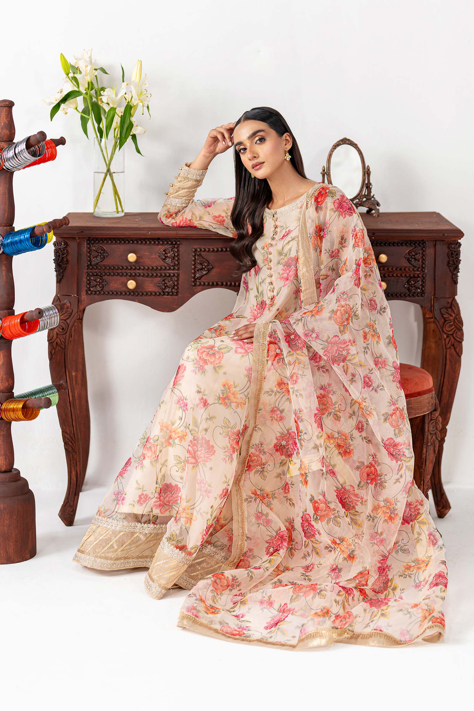 2 Pc Printed Organza Suit - Image 8