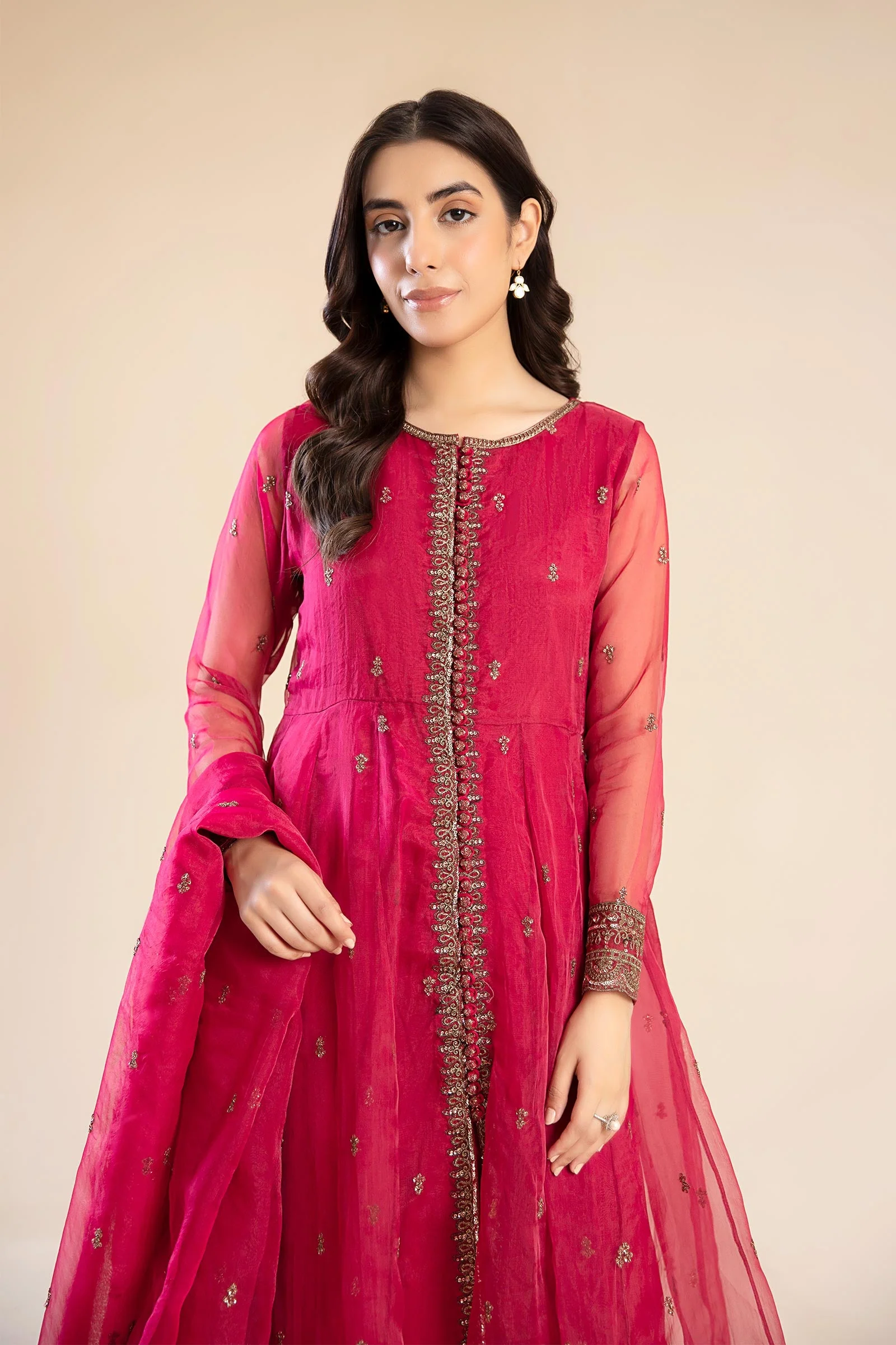 2 Piece Embroidered Poly Organza Suit - Image 2