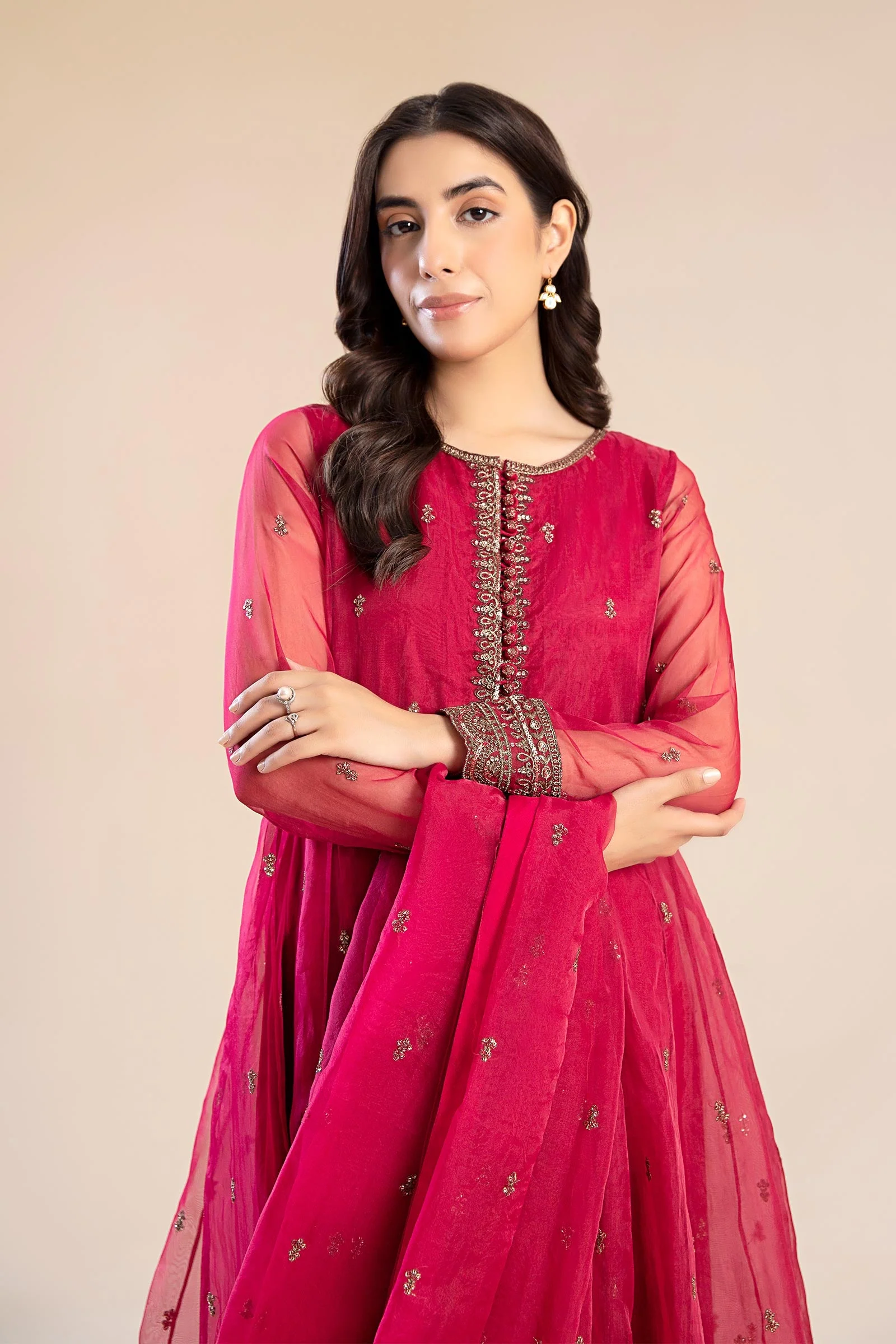 2 Piece Embroidered Poly Organza Suit - Image 3