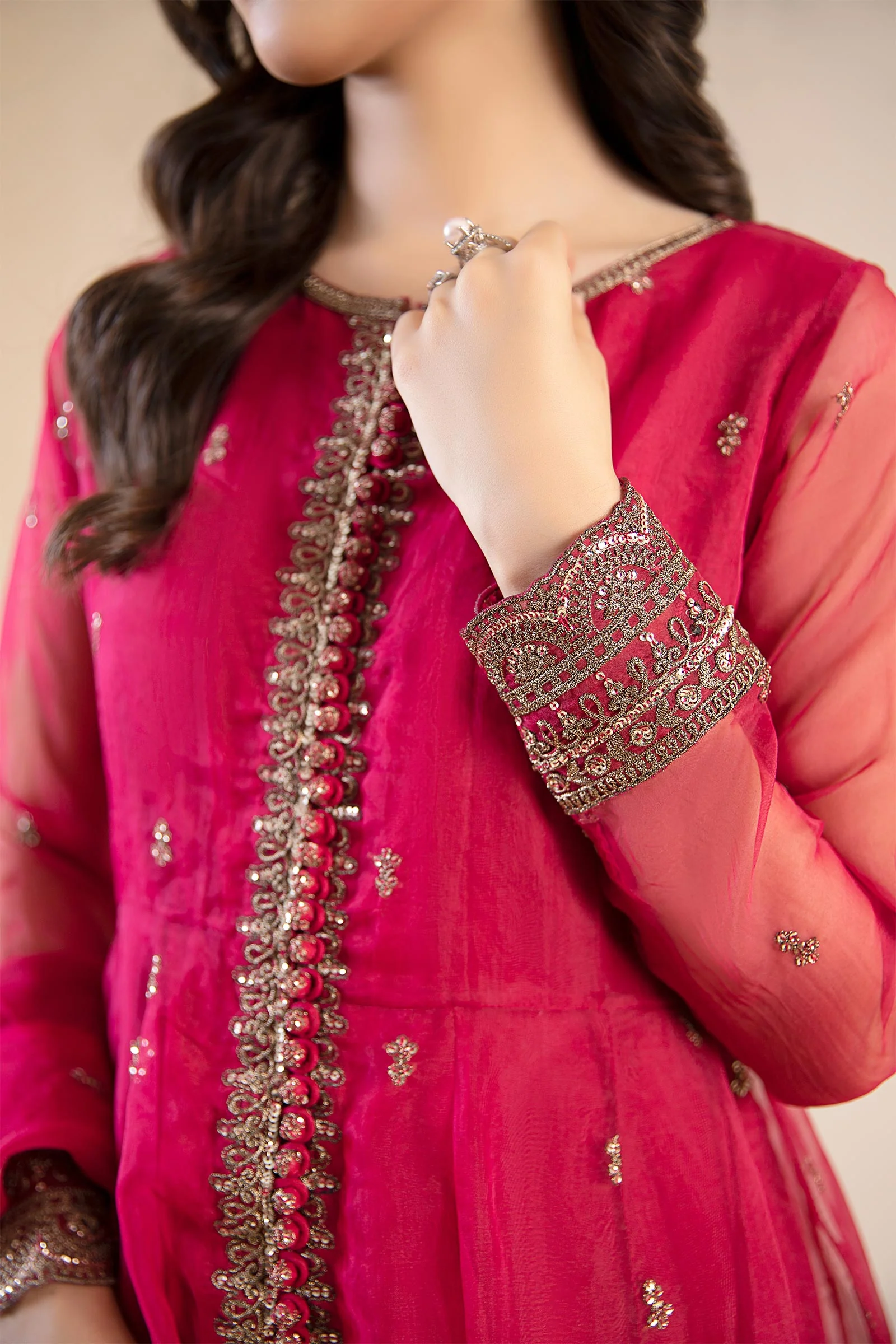 2 Piece Embroidered Poly Organza Suit - Image 4