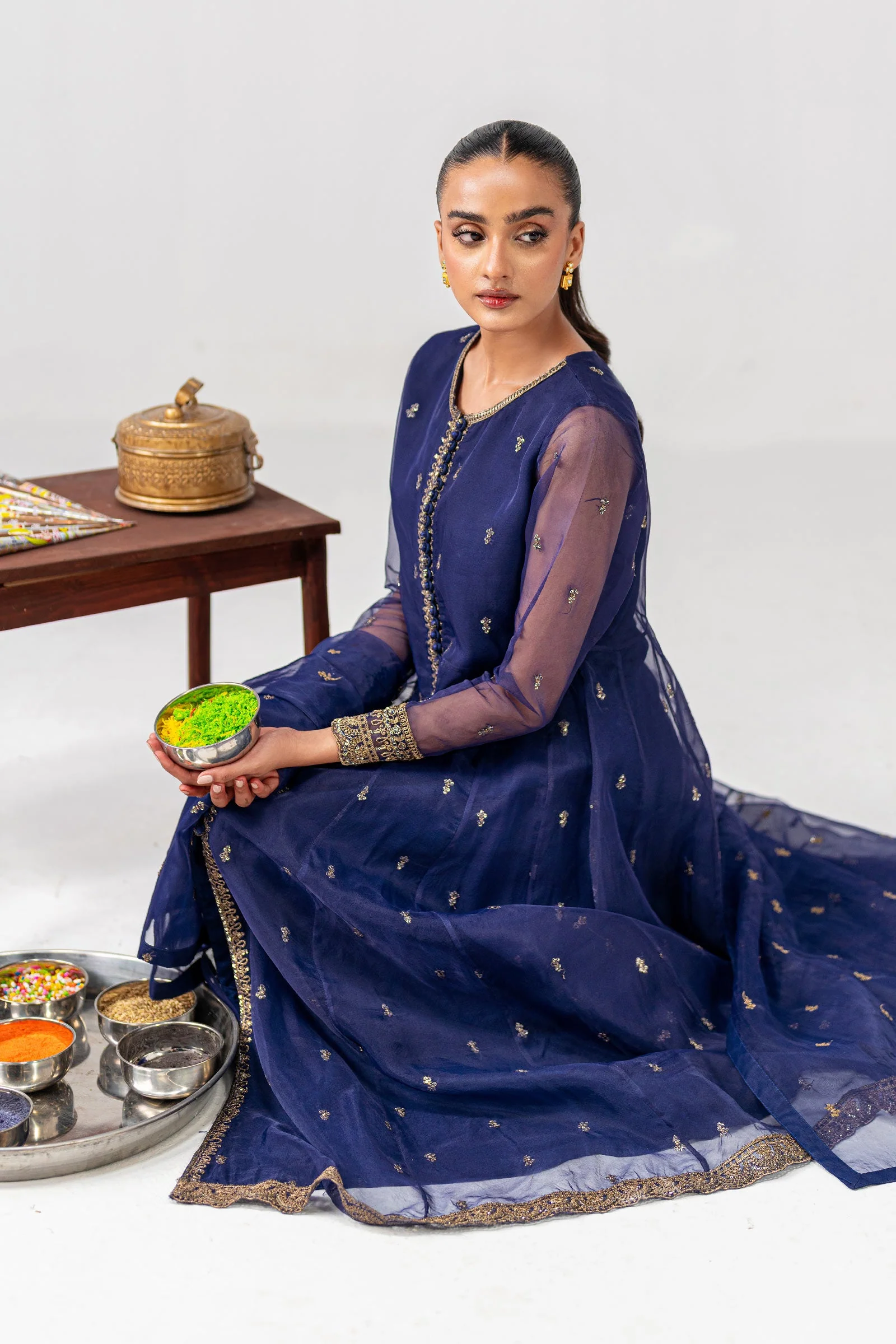 2 Piece Embroidered Poly Organza Suit - Image 2