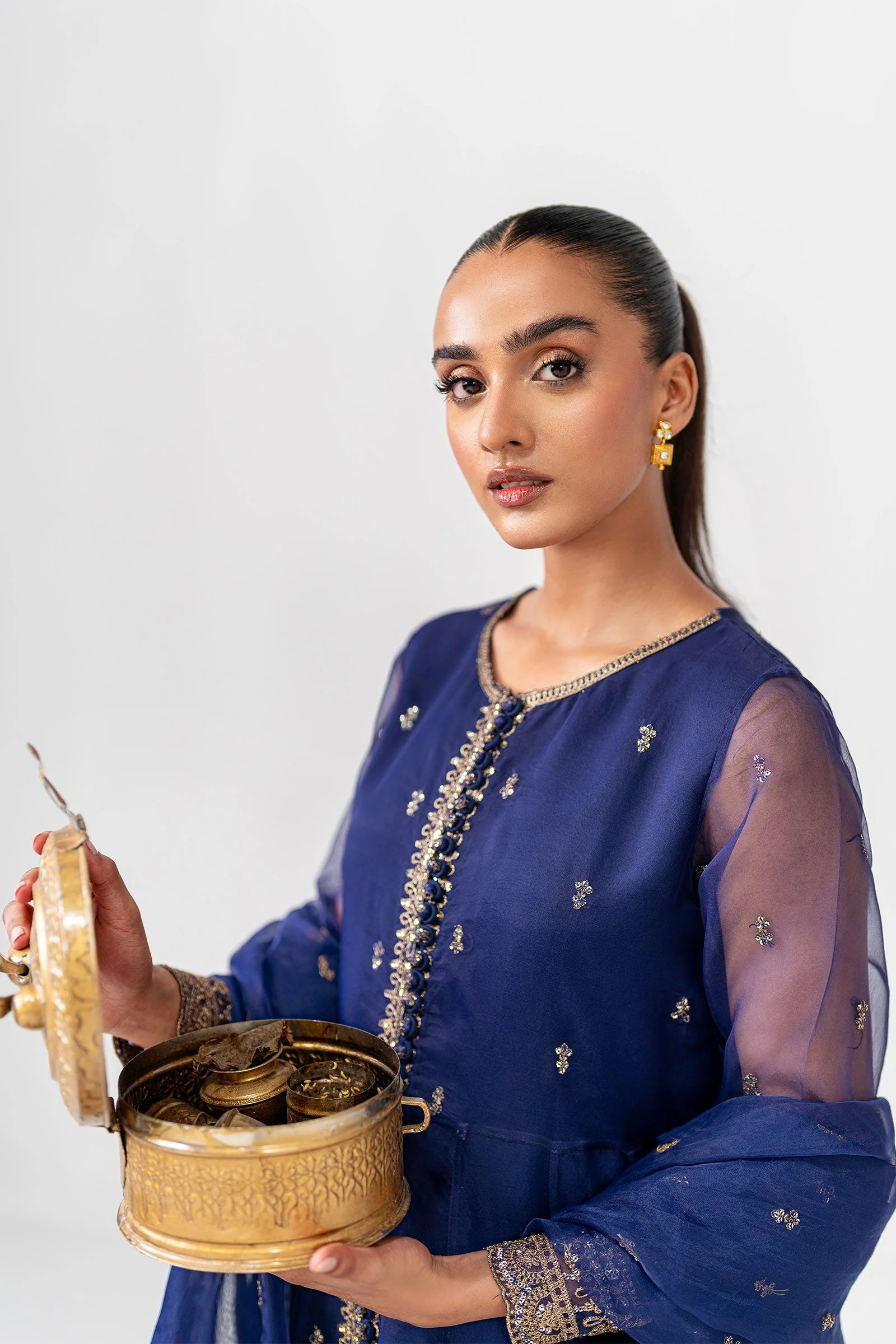 2 Piece Embroidered Poly Organza Suit - Image 3