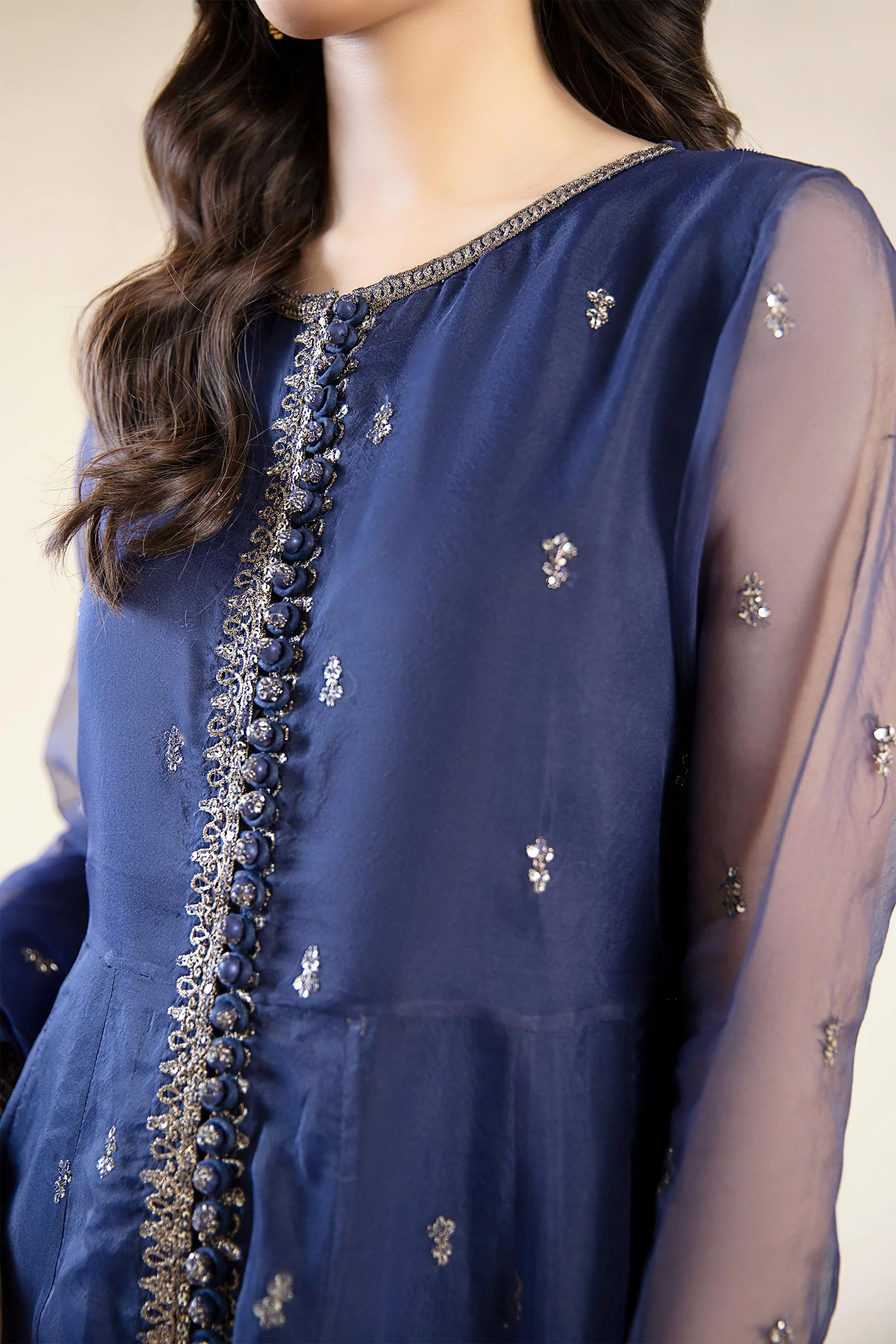 2 Piece Embroidered Poly Organza Suit - Image 4