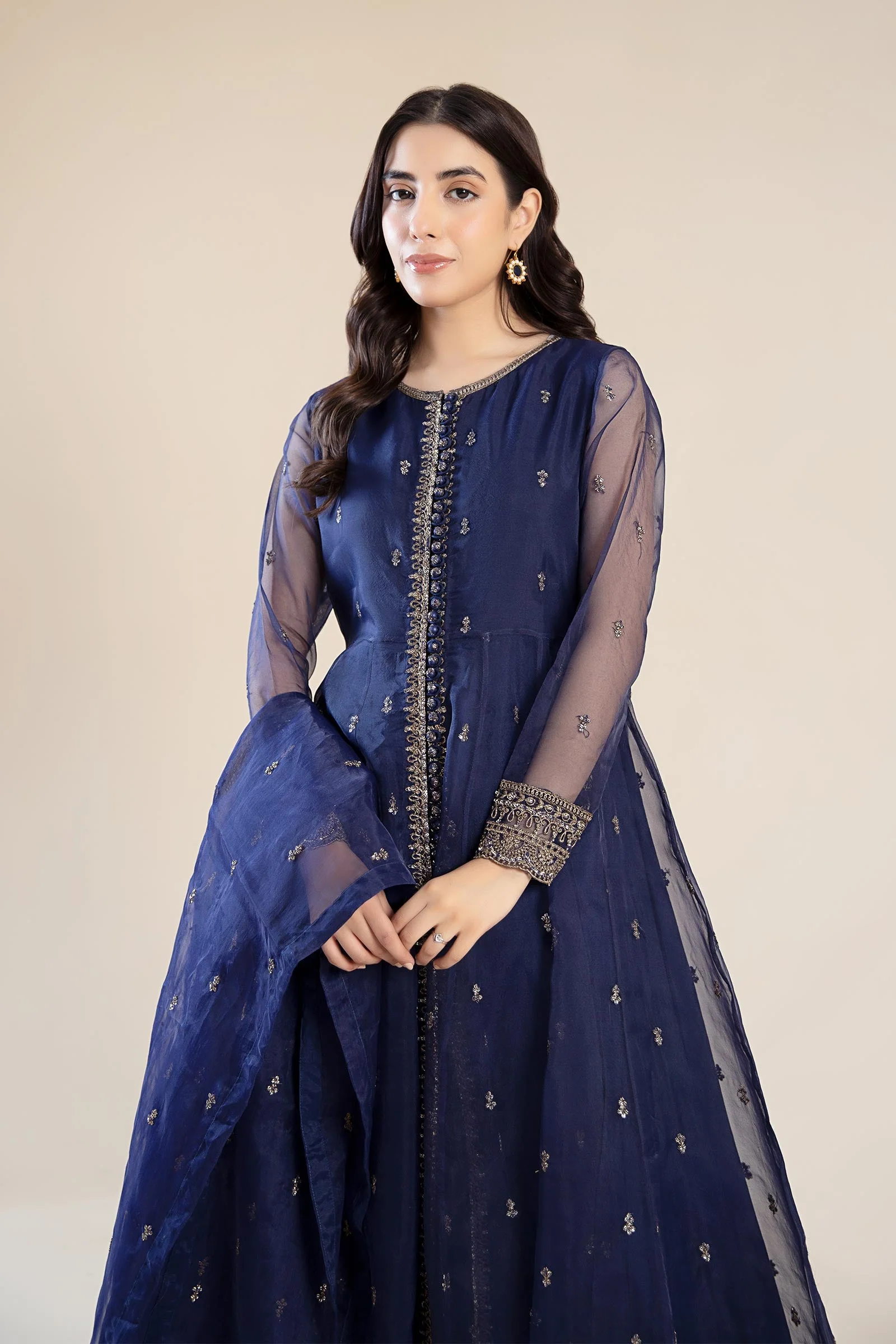 2 Piece Embroidered Poly Organza Suit - Image 7