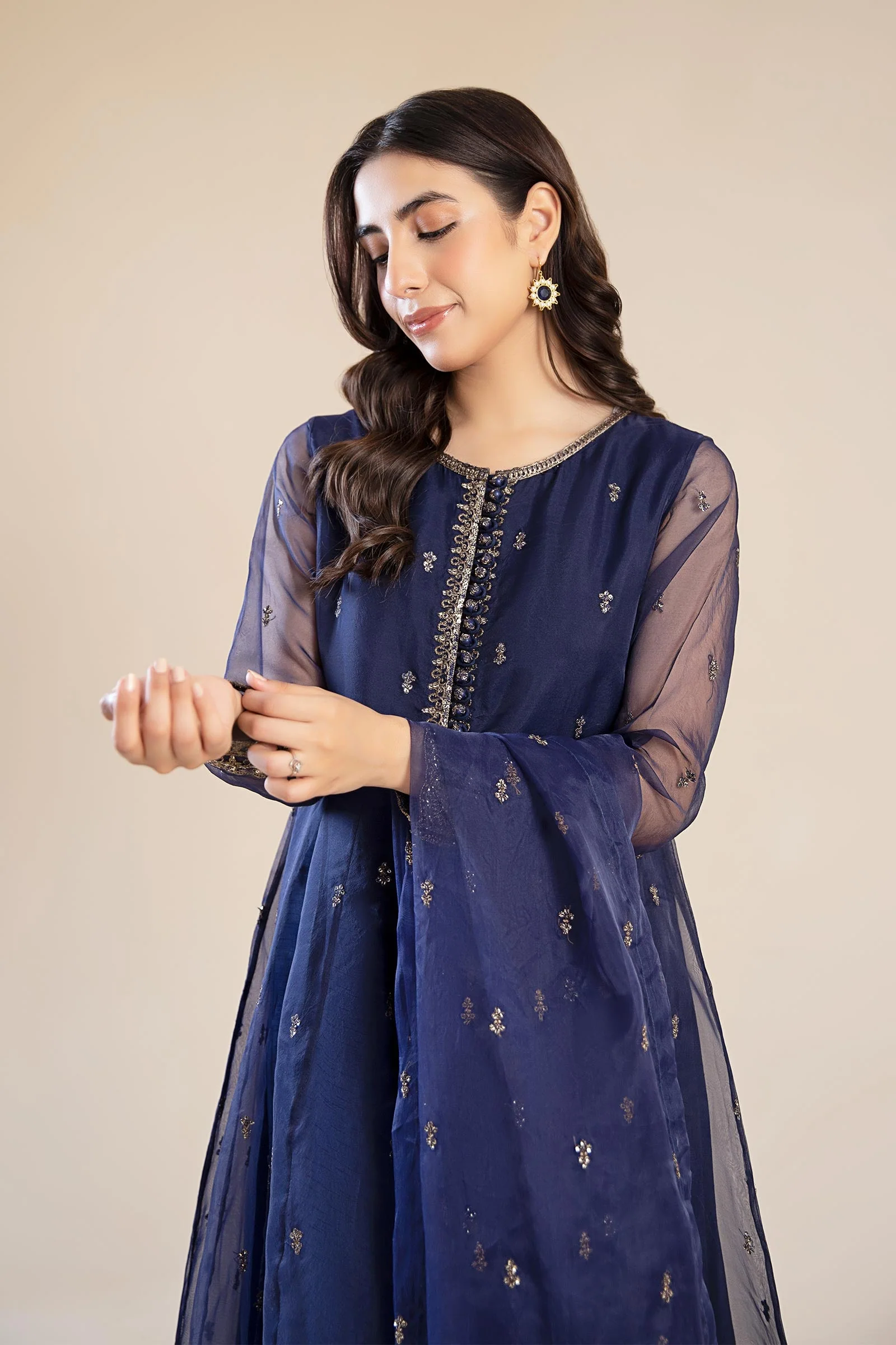 2 Piece Embroidered Poly Organza Suit - Image 8