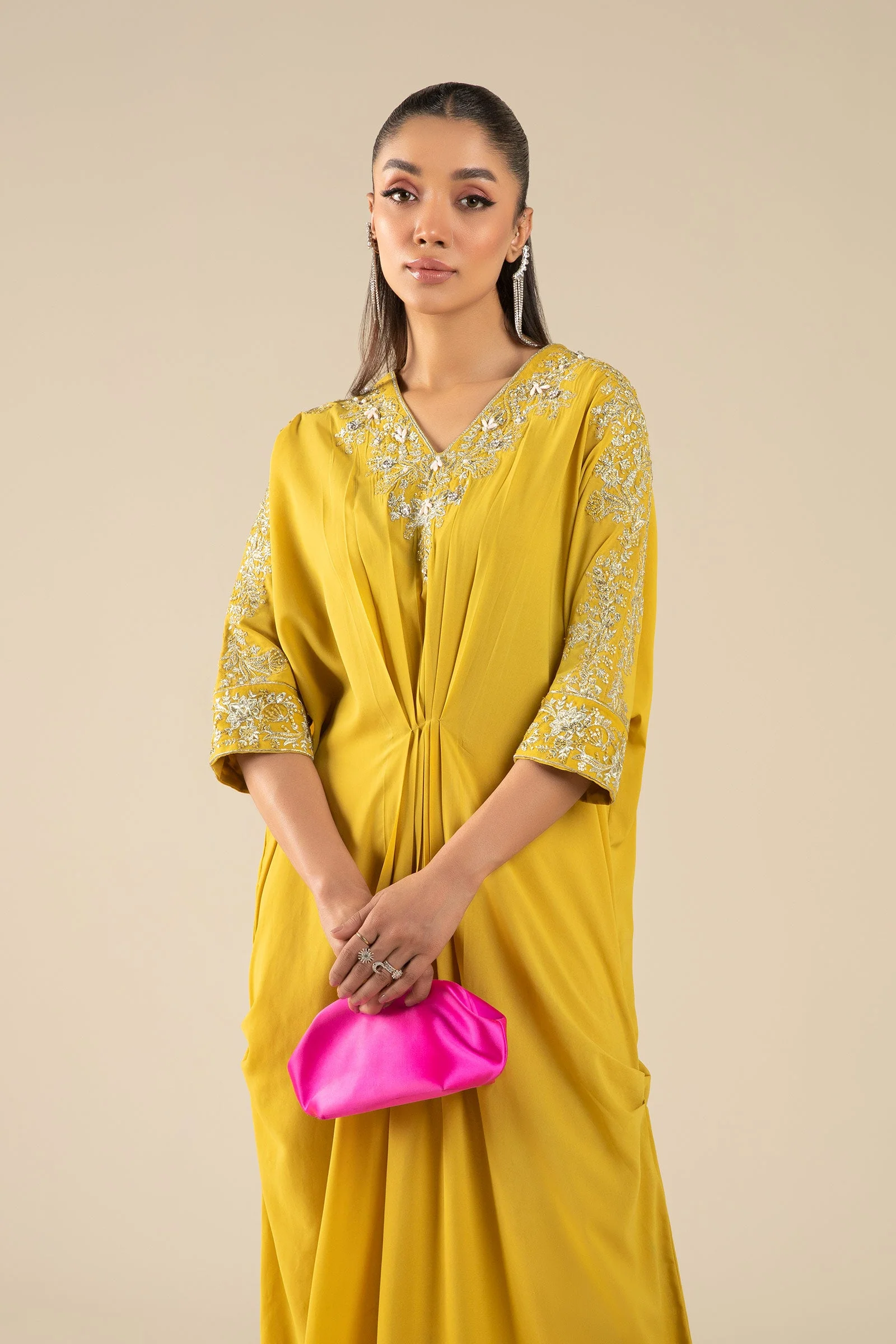 Embroidered Crepe Kaftan - Image 2