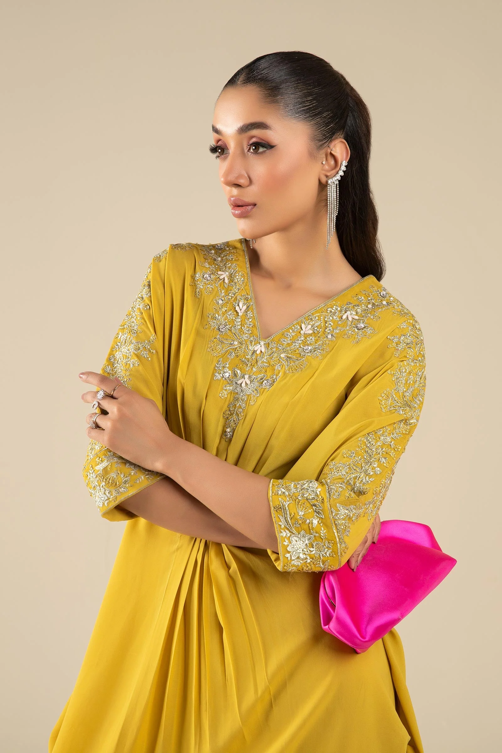 Embroidered Crepe Kaftan - Image 3