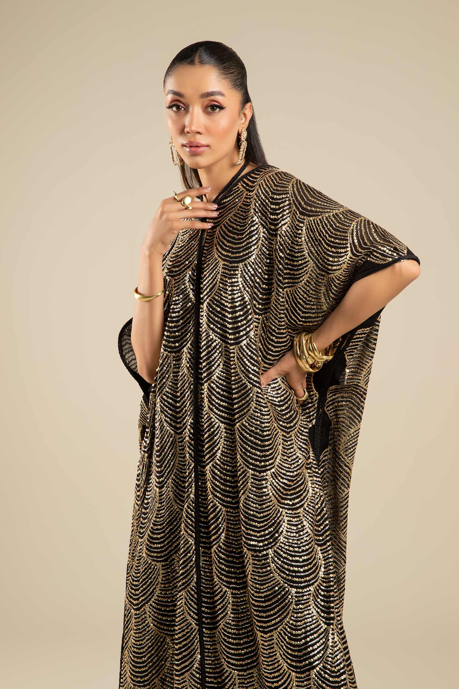 Embroidered Chiffon Kaftan - Image 2