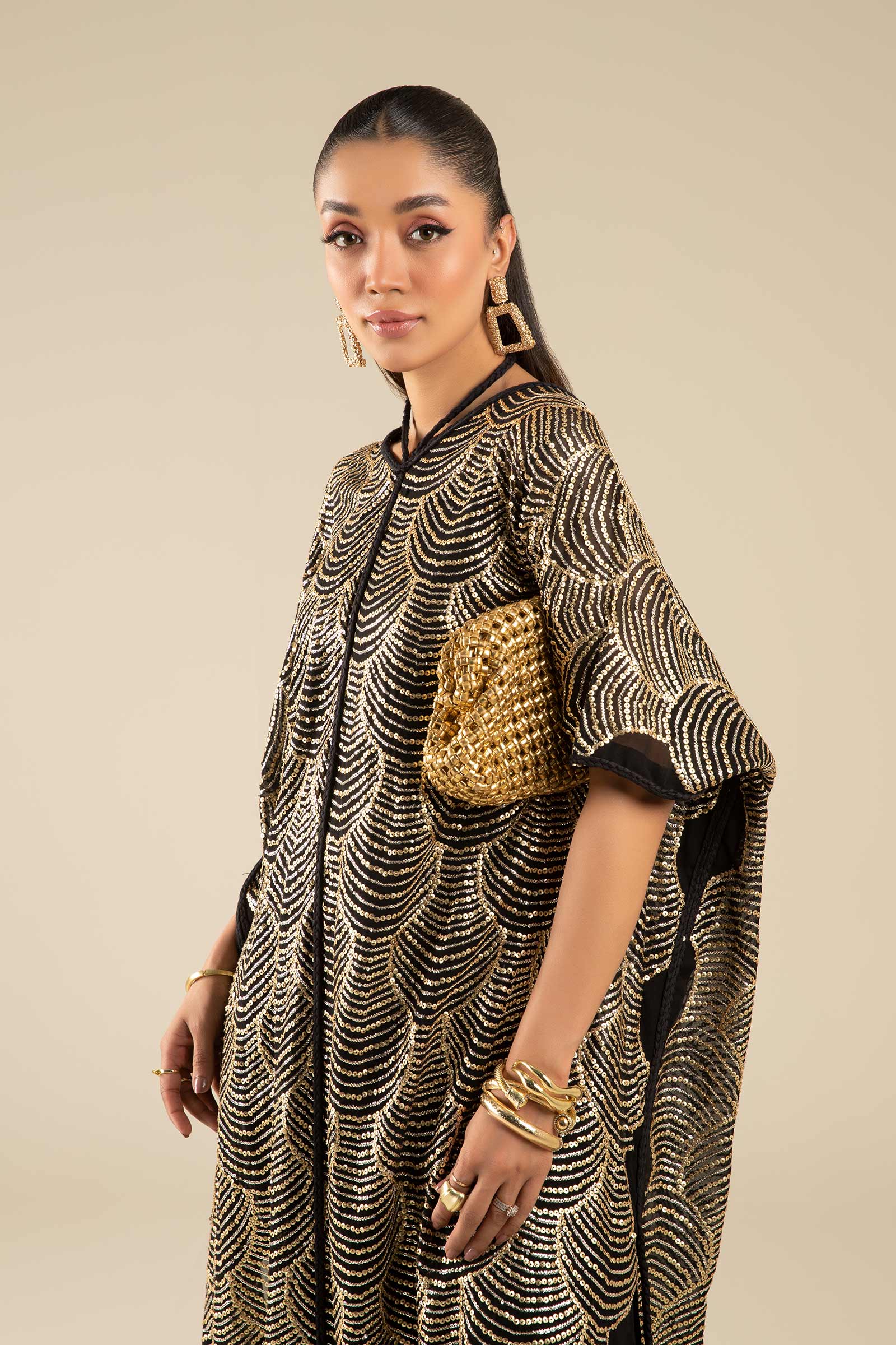 Embroidered Chiffon Kaftan - Image 3