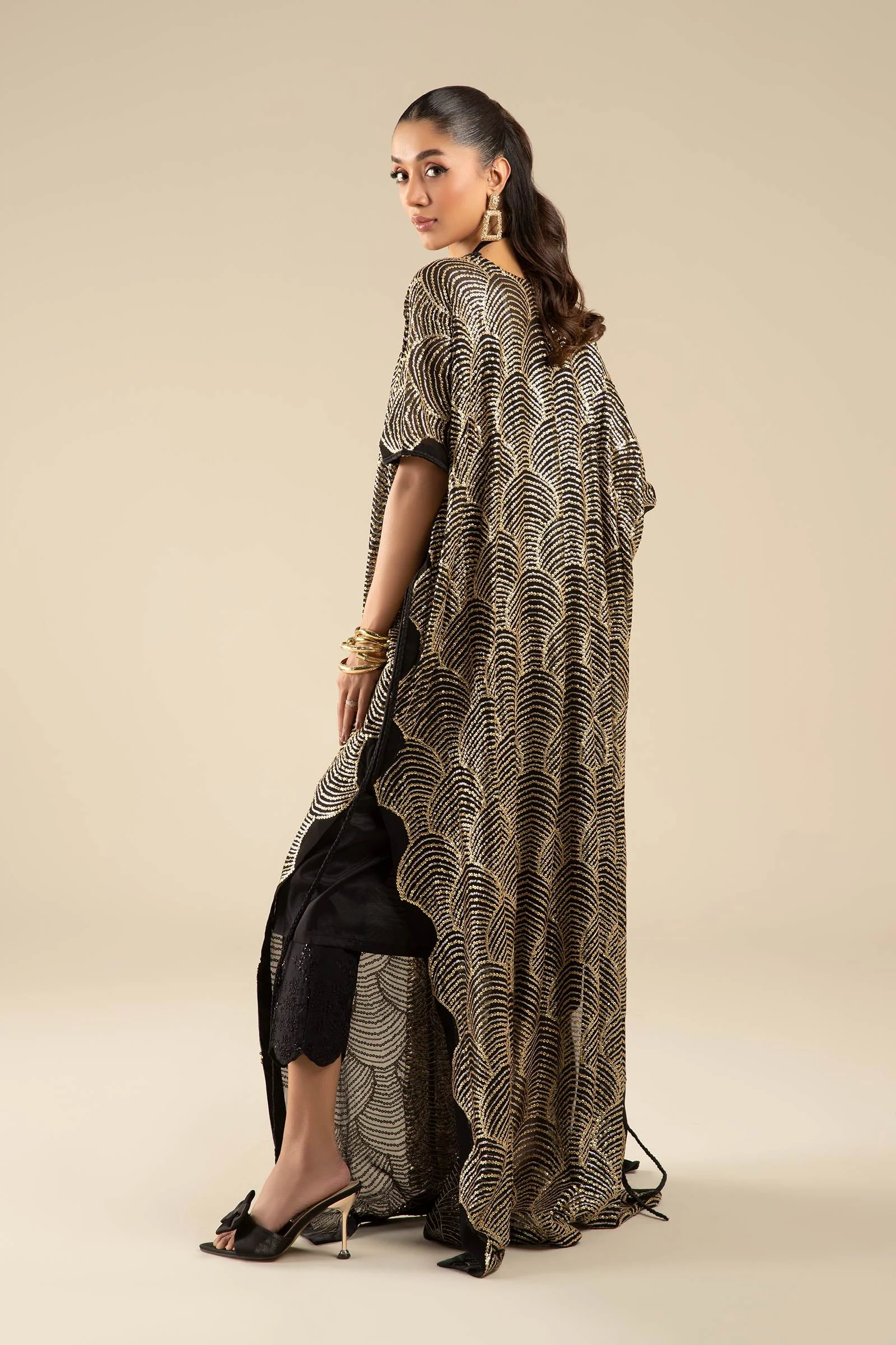 Embroidered Chiffon Kaftan - Image 5