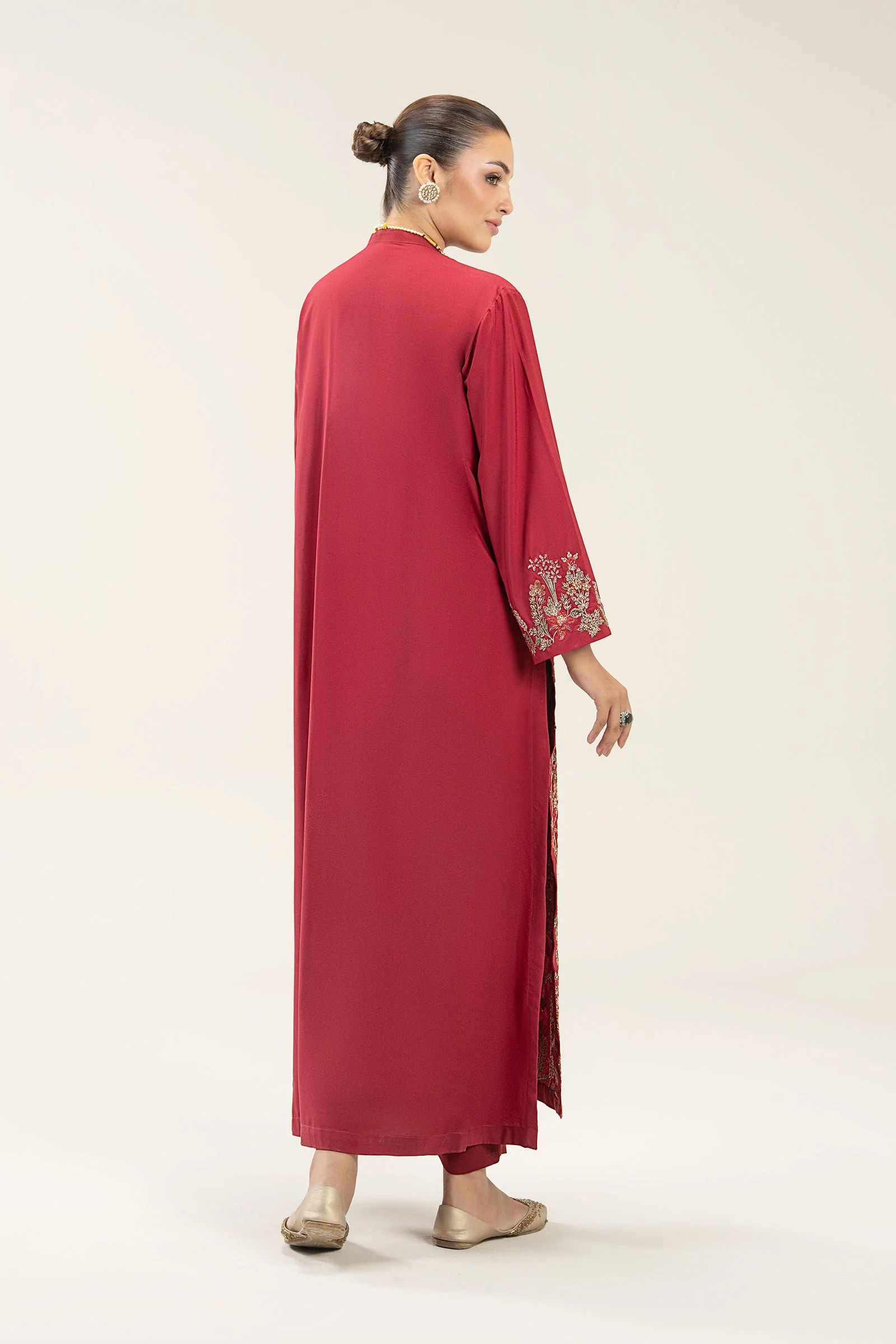 Embroidered Crepe Kaftan - Image 6