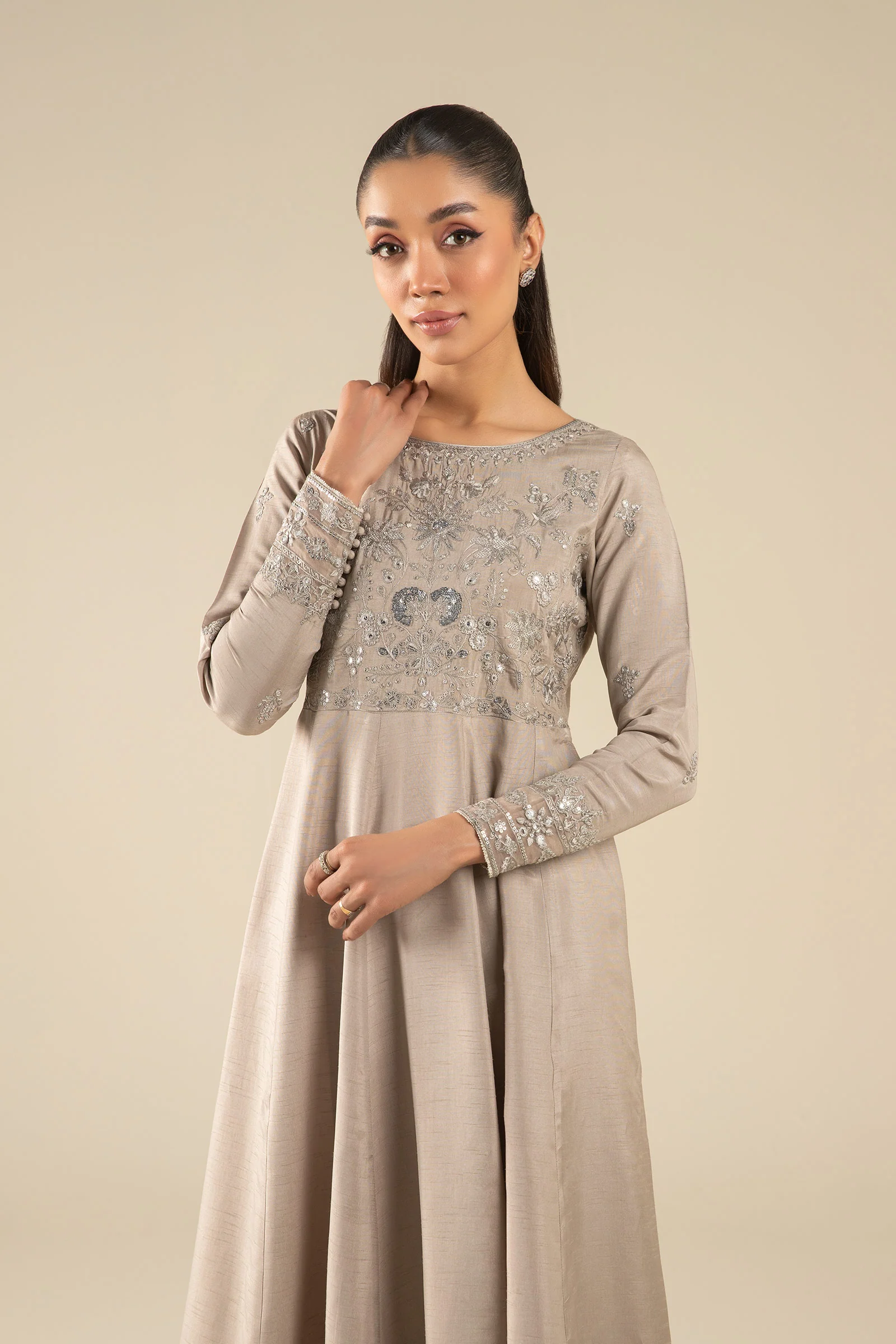Embroidered Raw Silk Pishwas - Image 2