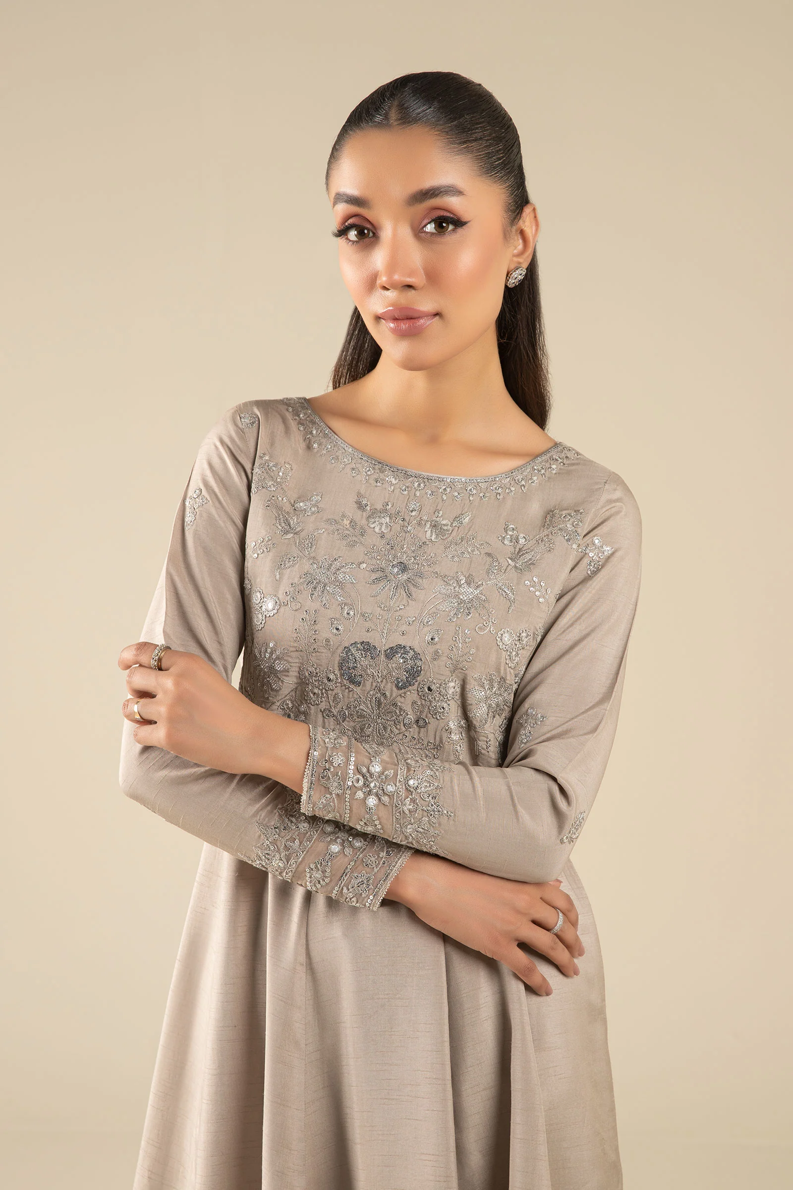 Embroidered Raw Silk Pishwas - Image 3