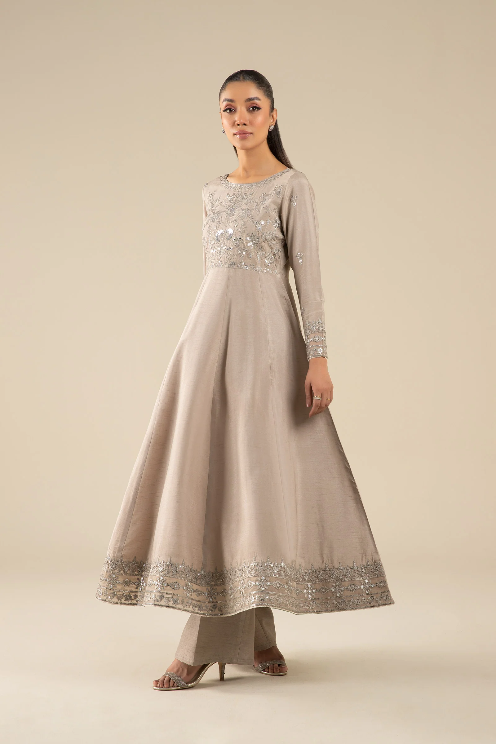 Embroidered Raw Silk Pishwas - Image 4