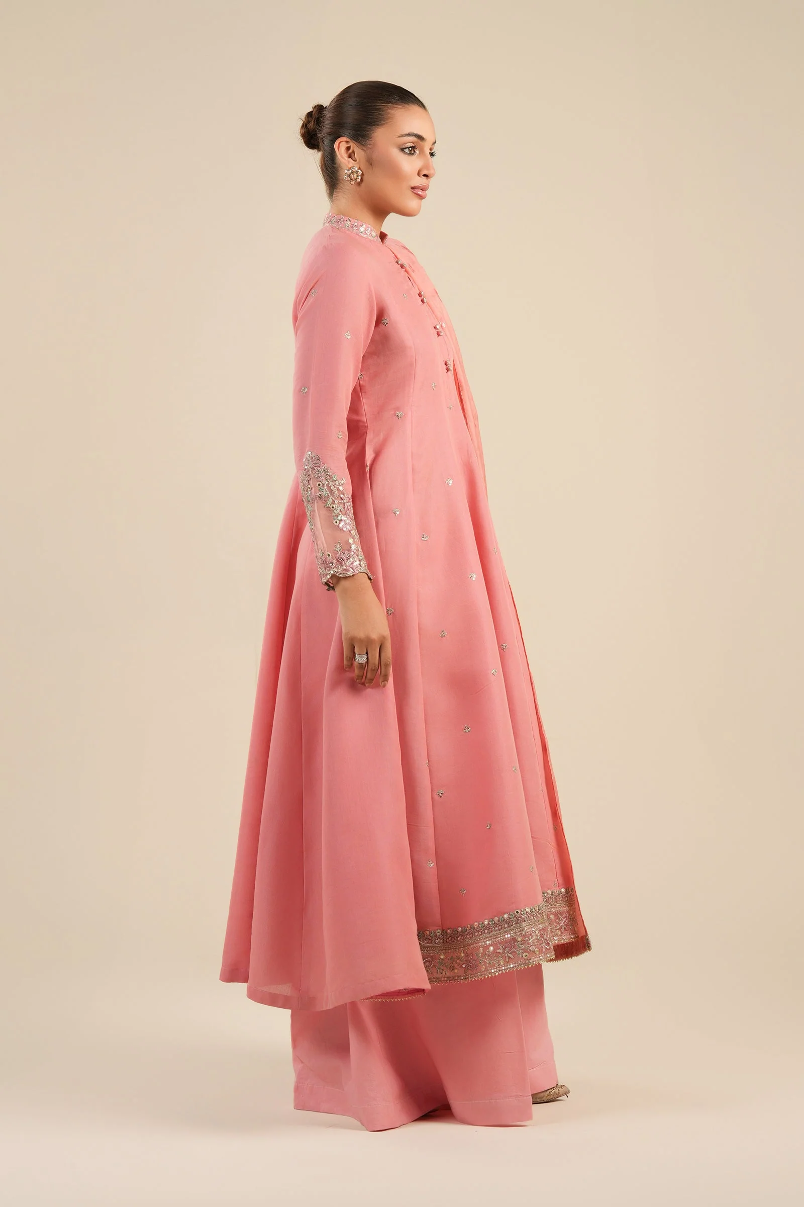 2 Pc Embroidered Shimmer Silk Suit - Image 4