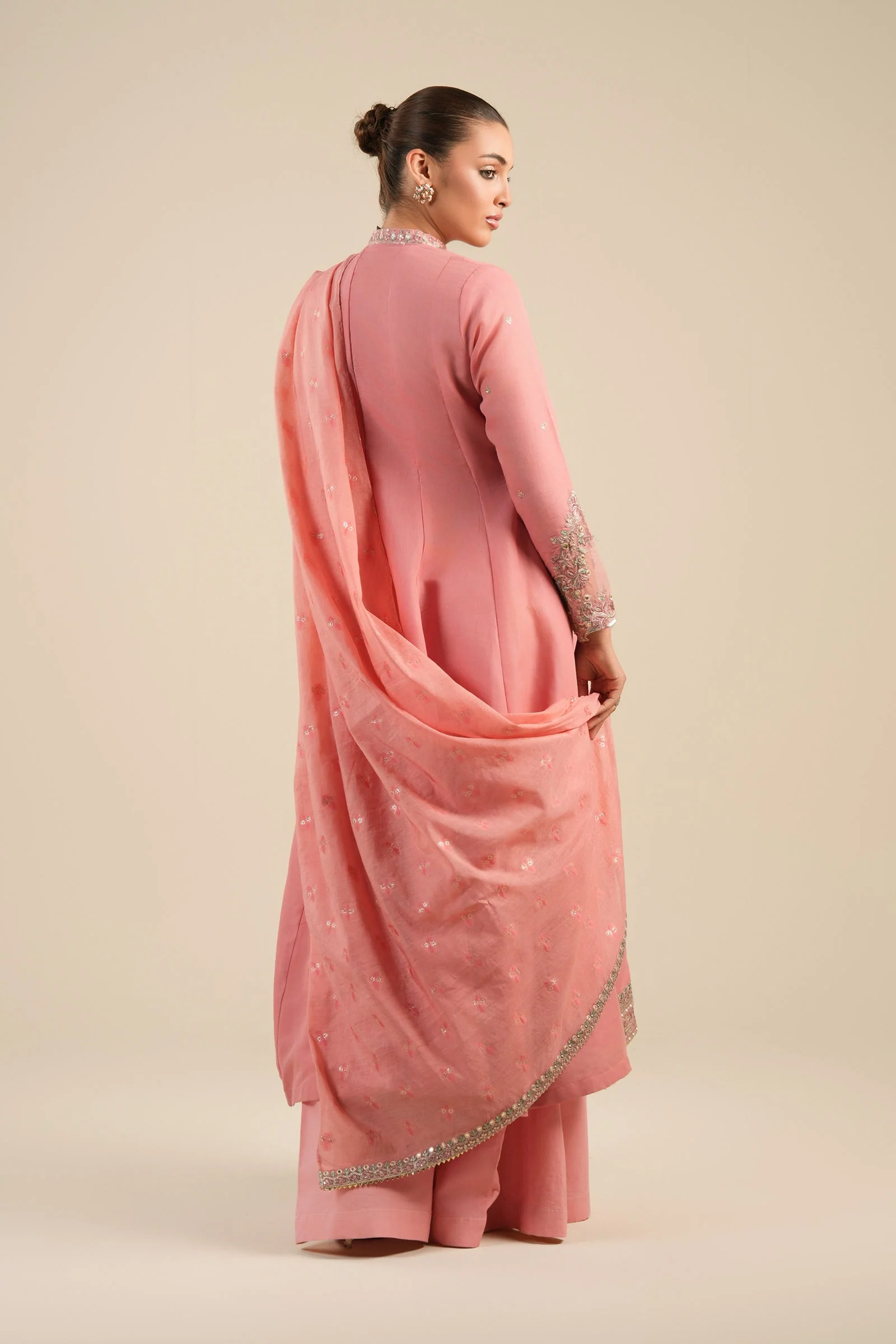 2 Pc Embroidered Shimmer Silk Suit - Image 5