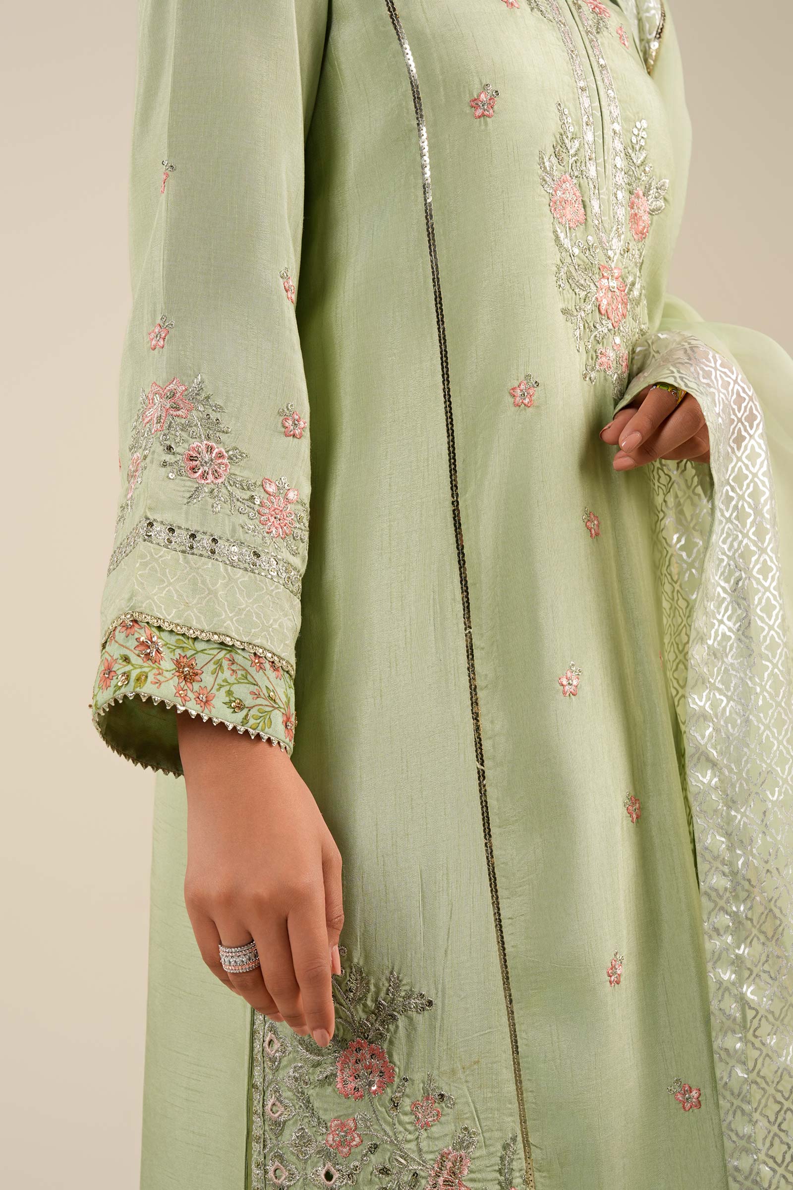 2 Pc Embroidered Raw Silk Suit - Image 4