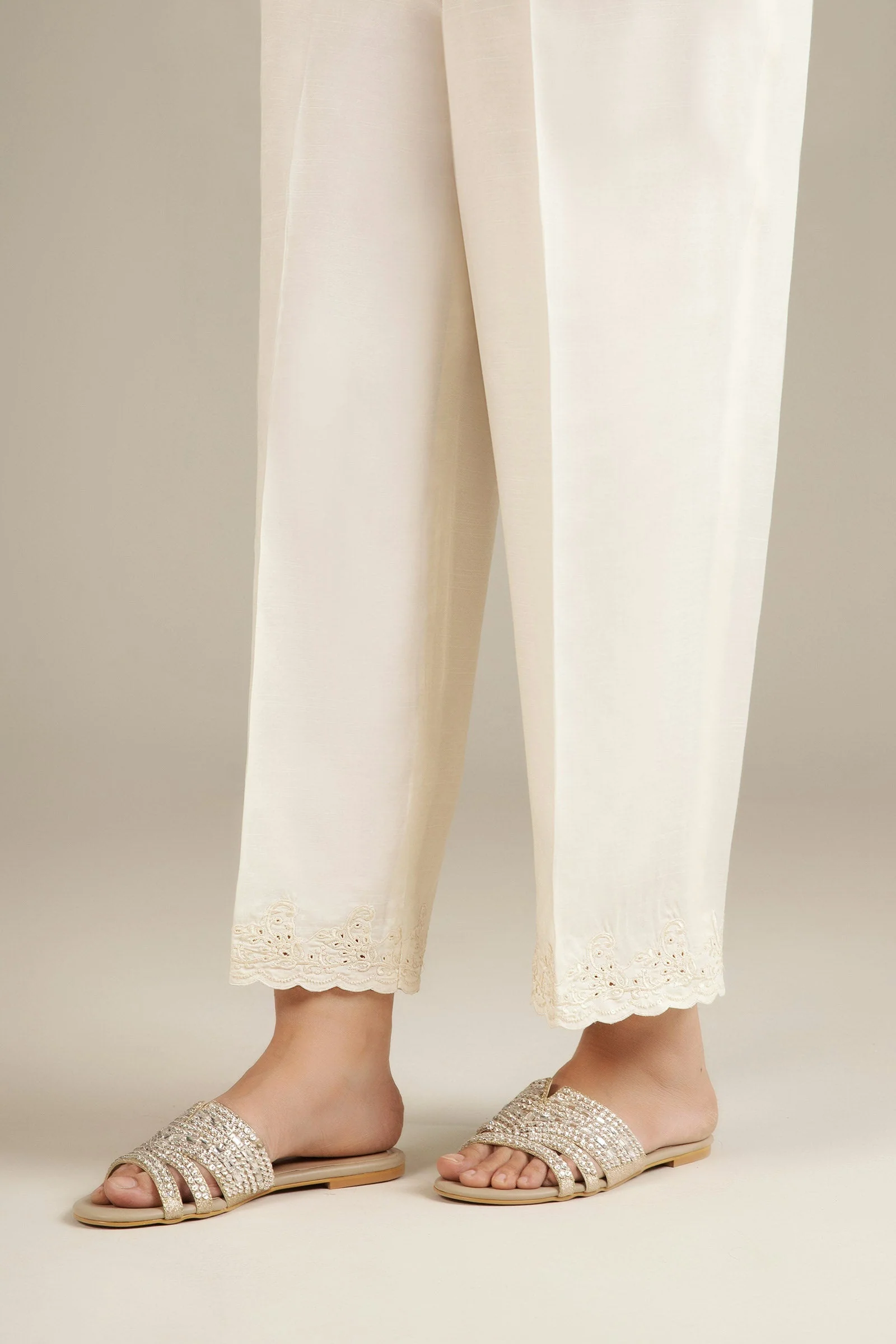 Embroidered Raw Silk Trouser - Image 2