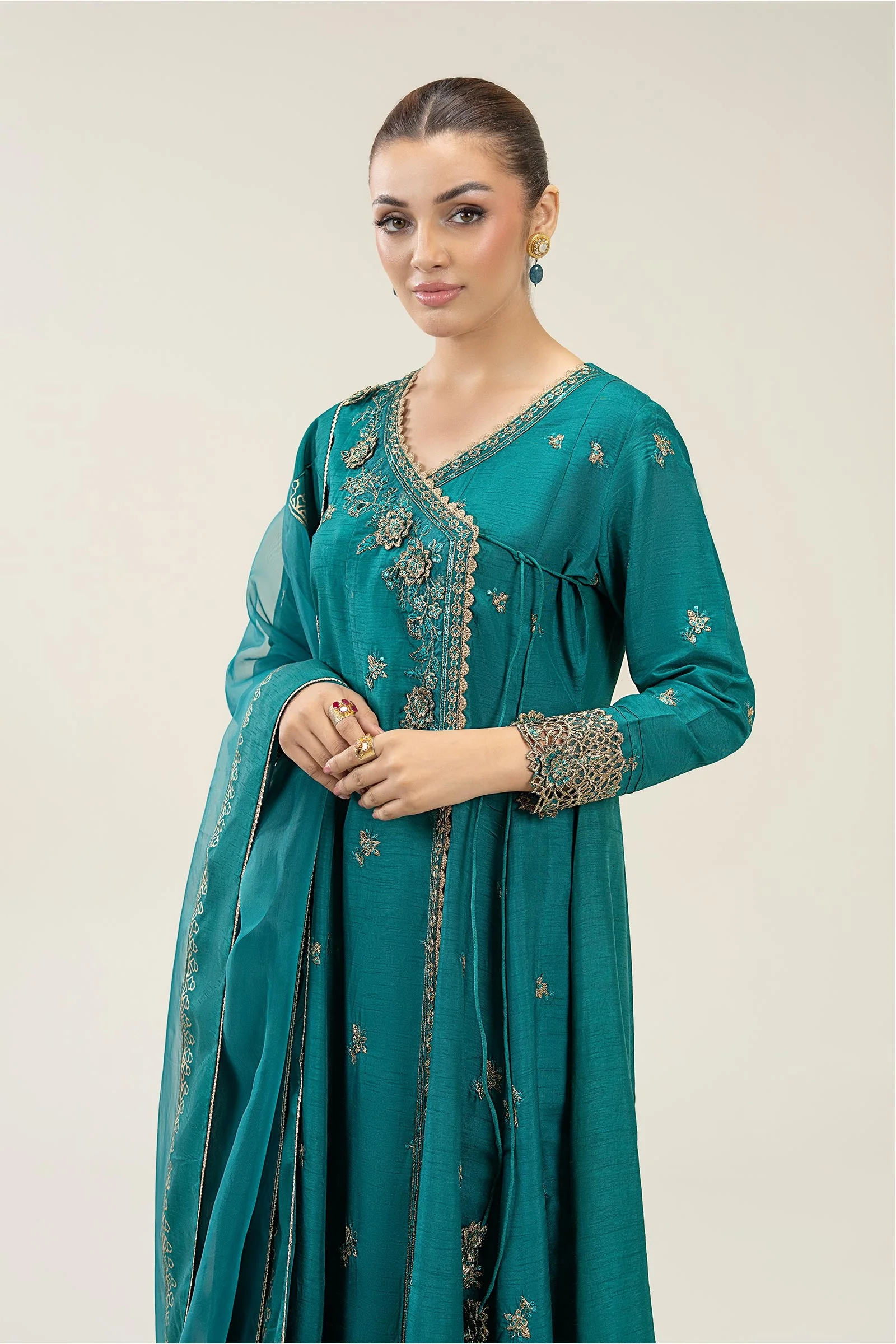 2 Pc Embroidered Raw Silk Suit - Image 2