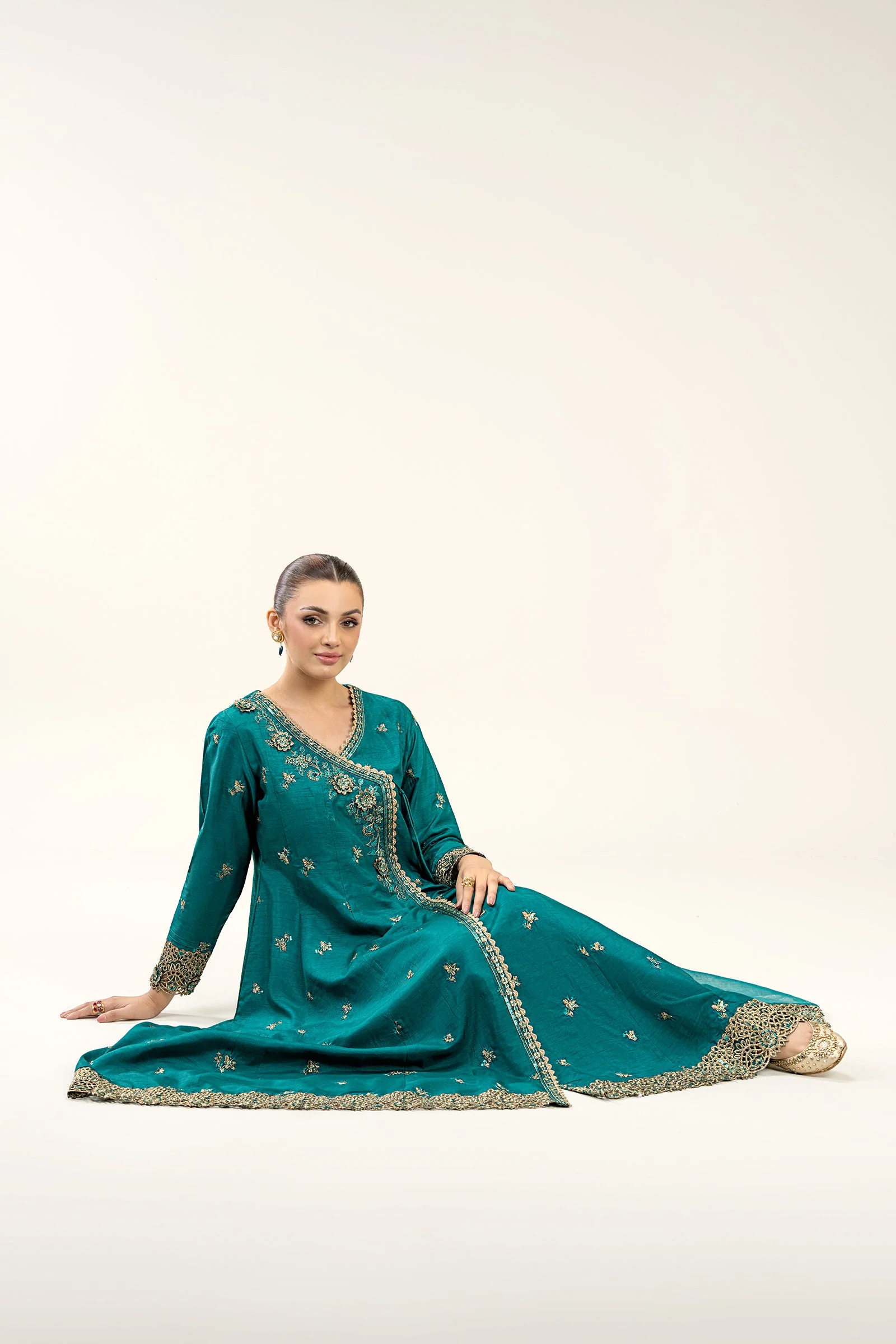 2 Pc Embroidered Raw Silk Suit - Image 4