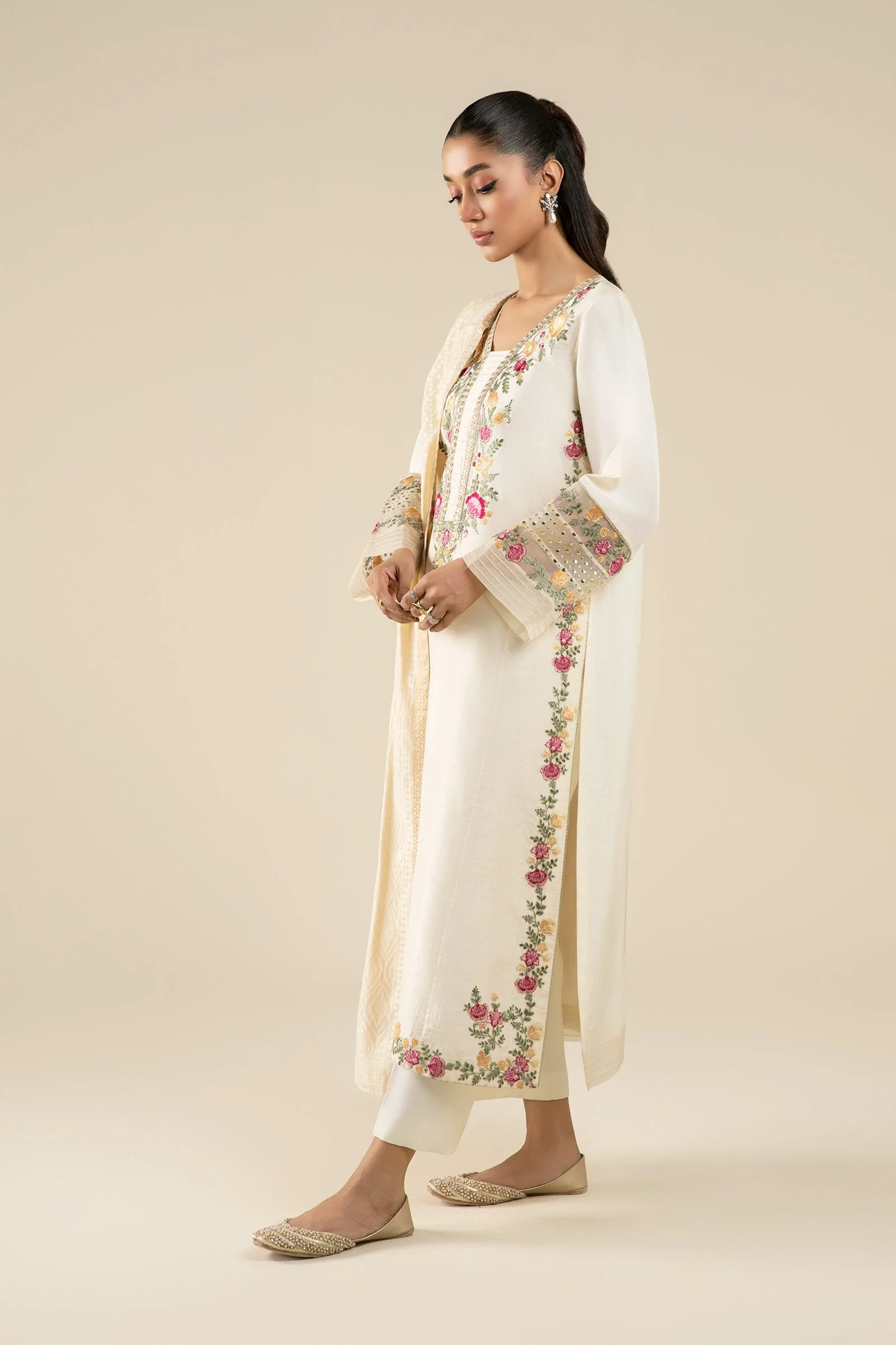 2 Pc Embroidered Bemberg Raw Silk Suit - Image 5