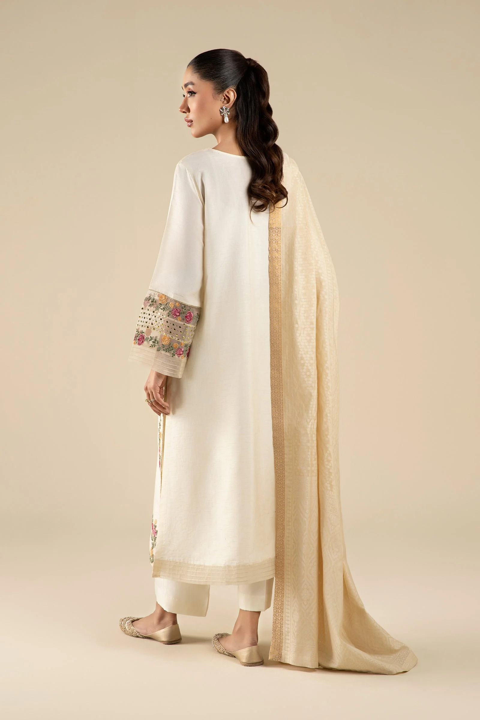 2 Pc Embroidered Bemberg Raw Silk Suit - Image 6