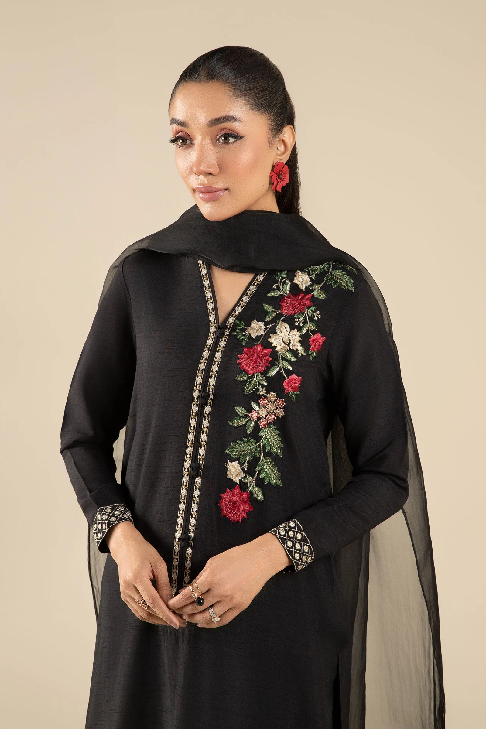 2 Pc Embroidered Raw Silk Suit - Image 2
