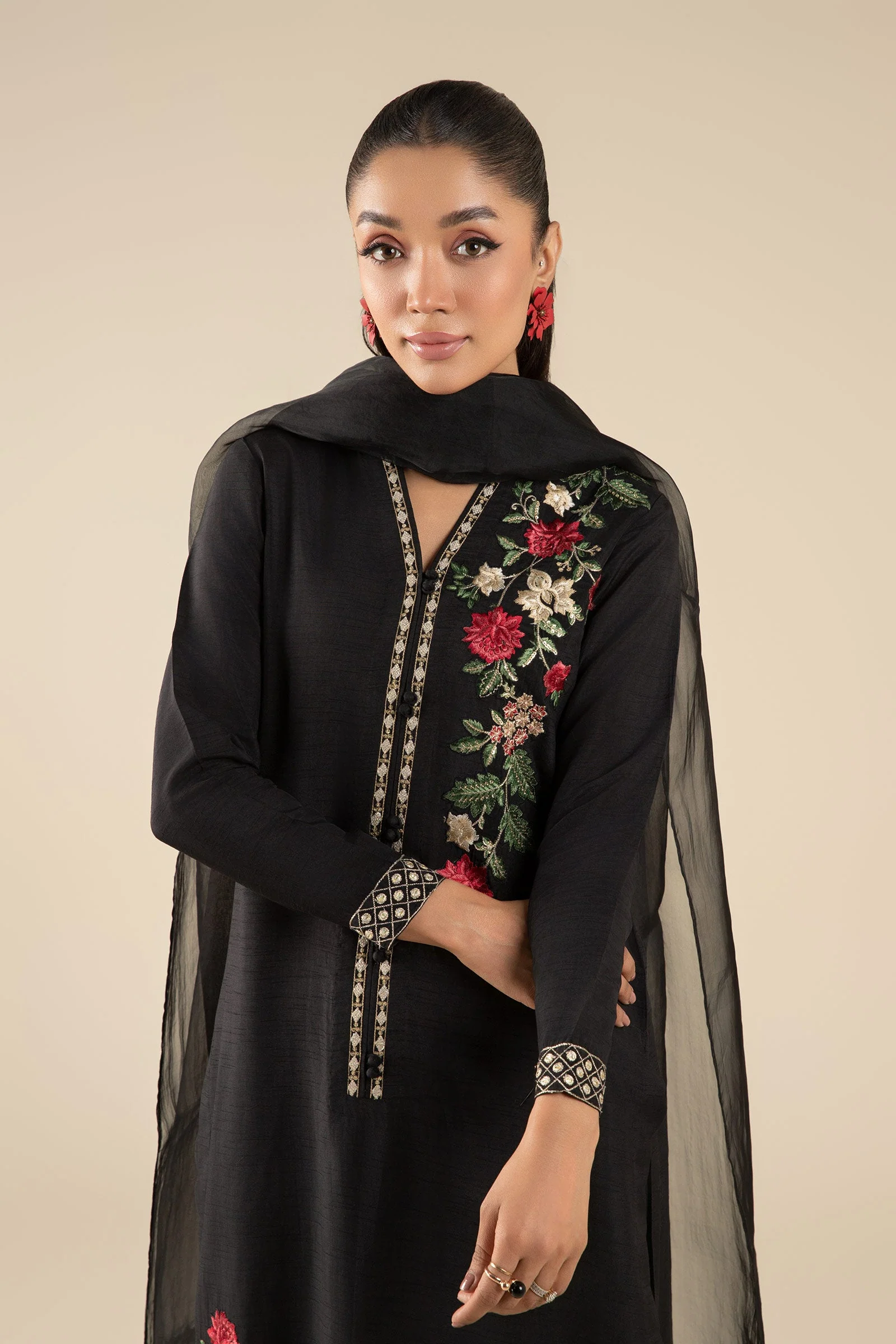 2 Pc Embroidered Raw Silk Suit - Image 3