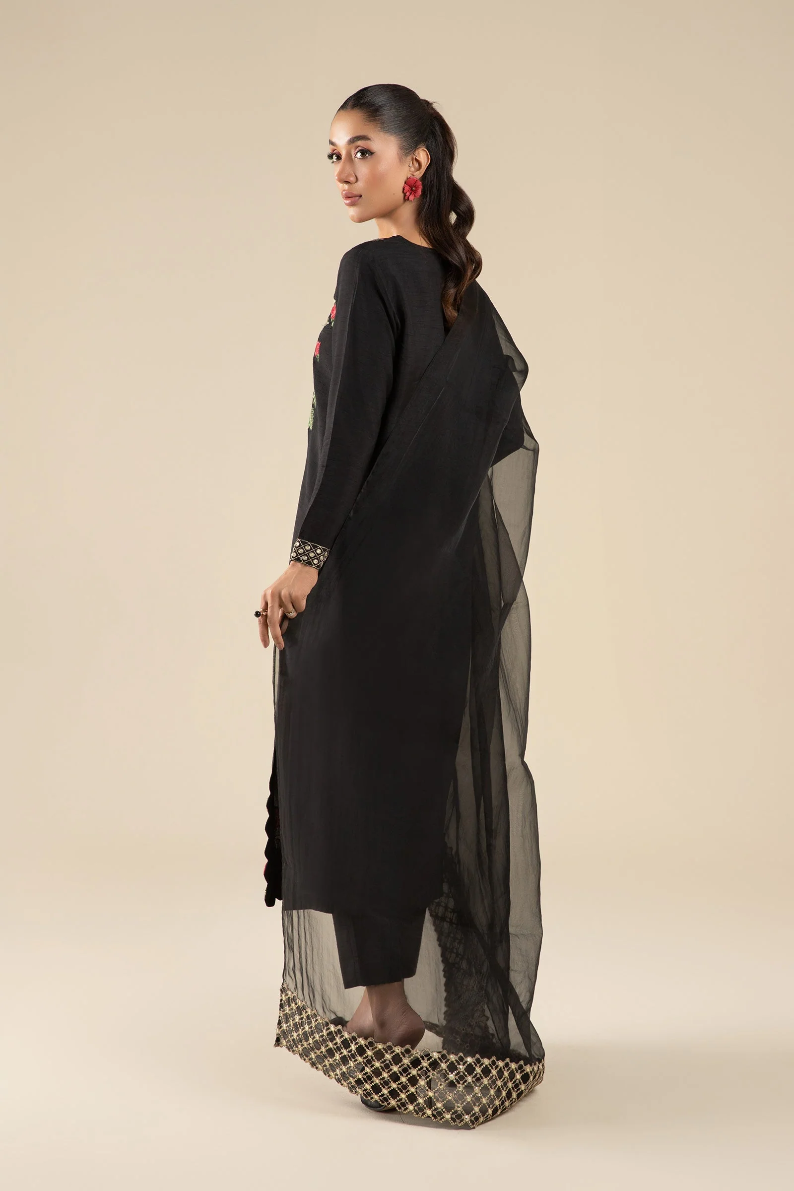 2 Pc Embroidered Raw Silk Suit - Image 6