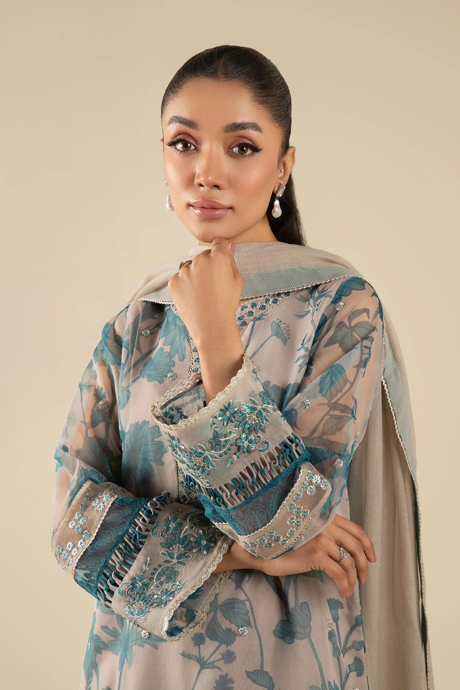 2 Pc Embroidered Organza Suit - Image 2