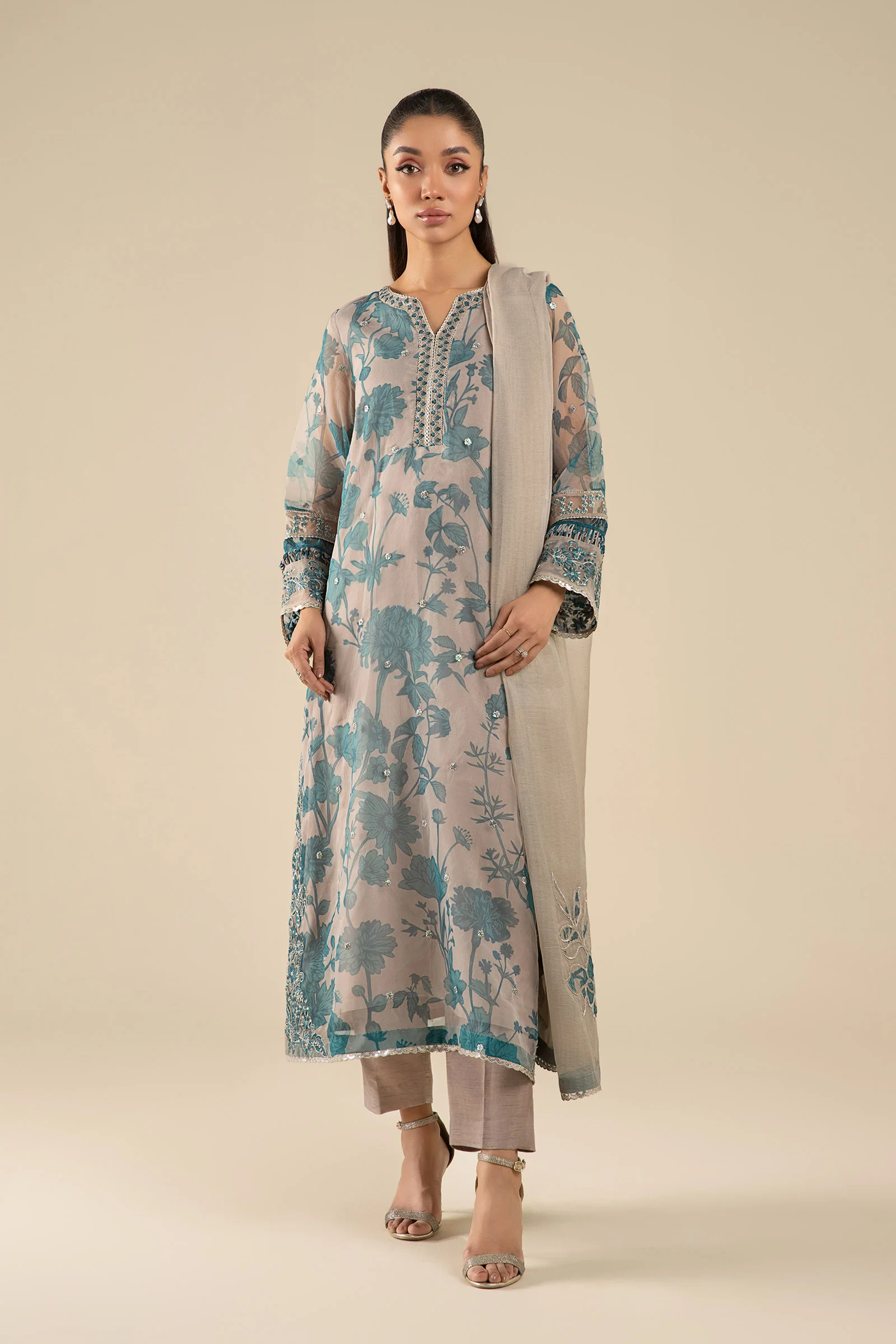 2 Pc Embroidered Organza Suit - Image 3
