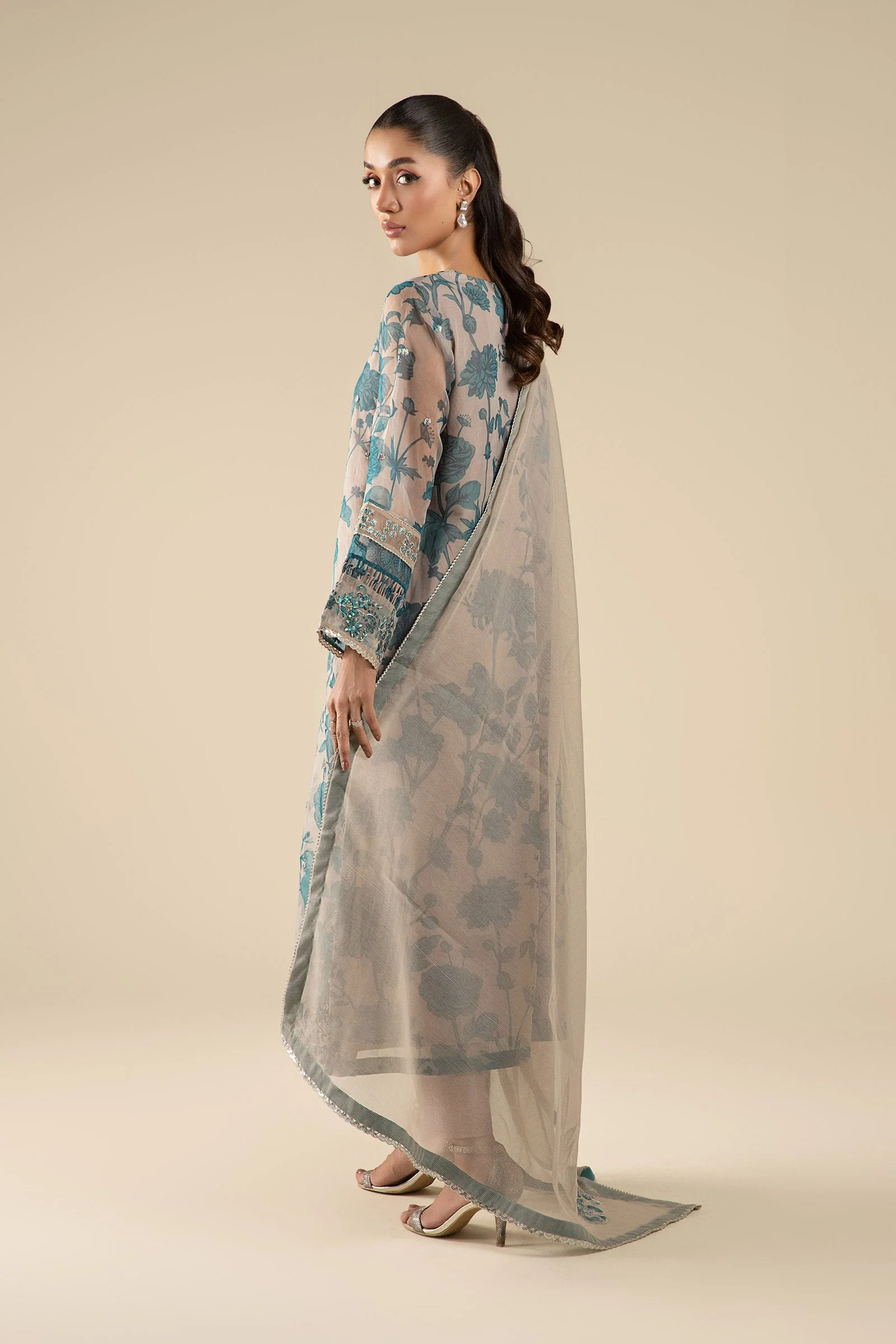 2 Pc Embroidered Organza Suit - Image 5