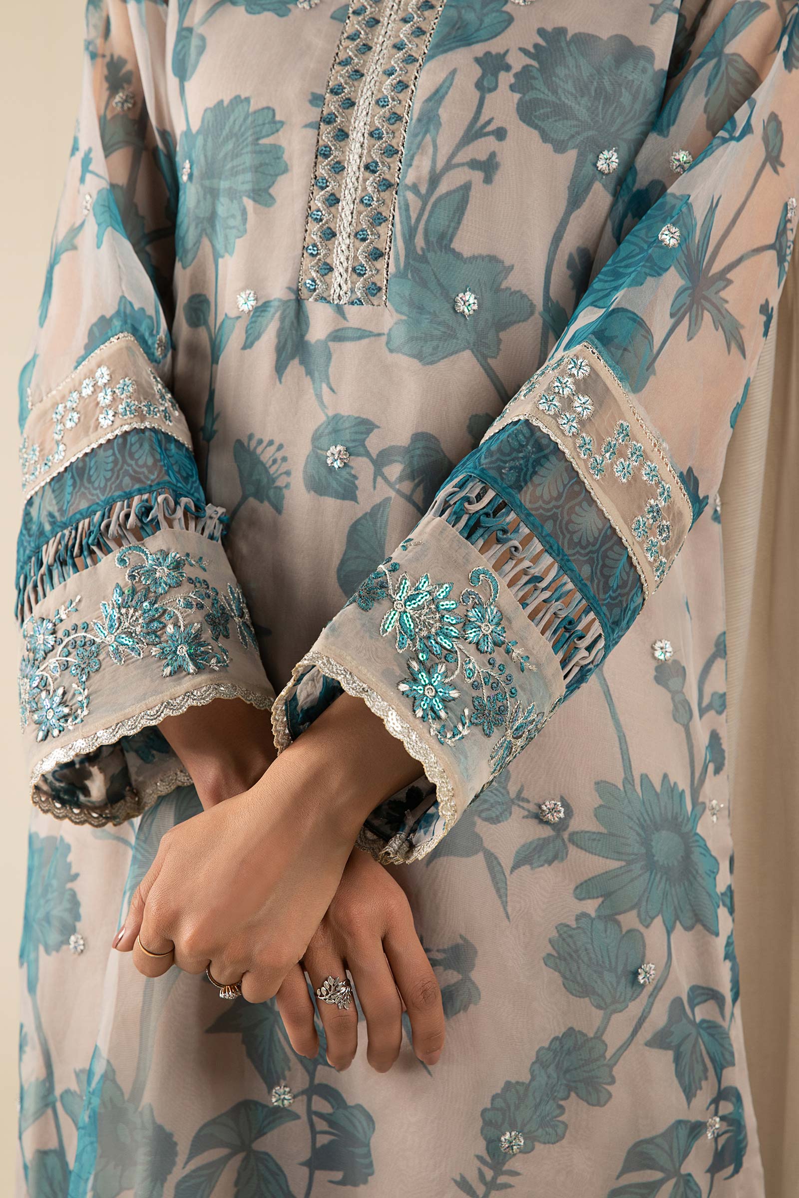 2 Pc Embroidered Organza Suit - Image 6