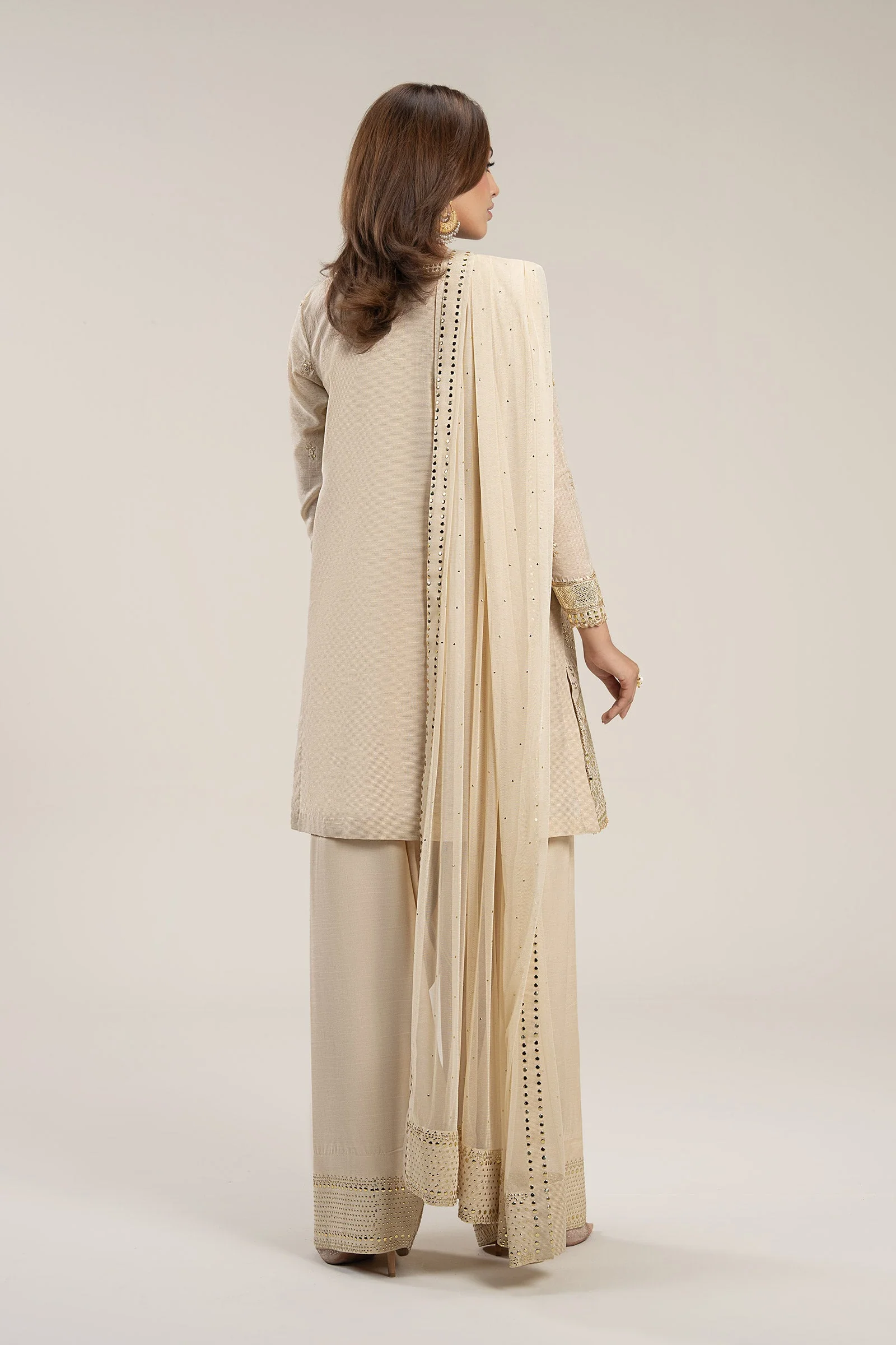 3 Pc Embellished Lurex Pinstripe Suit - Image 6