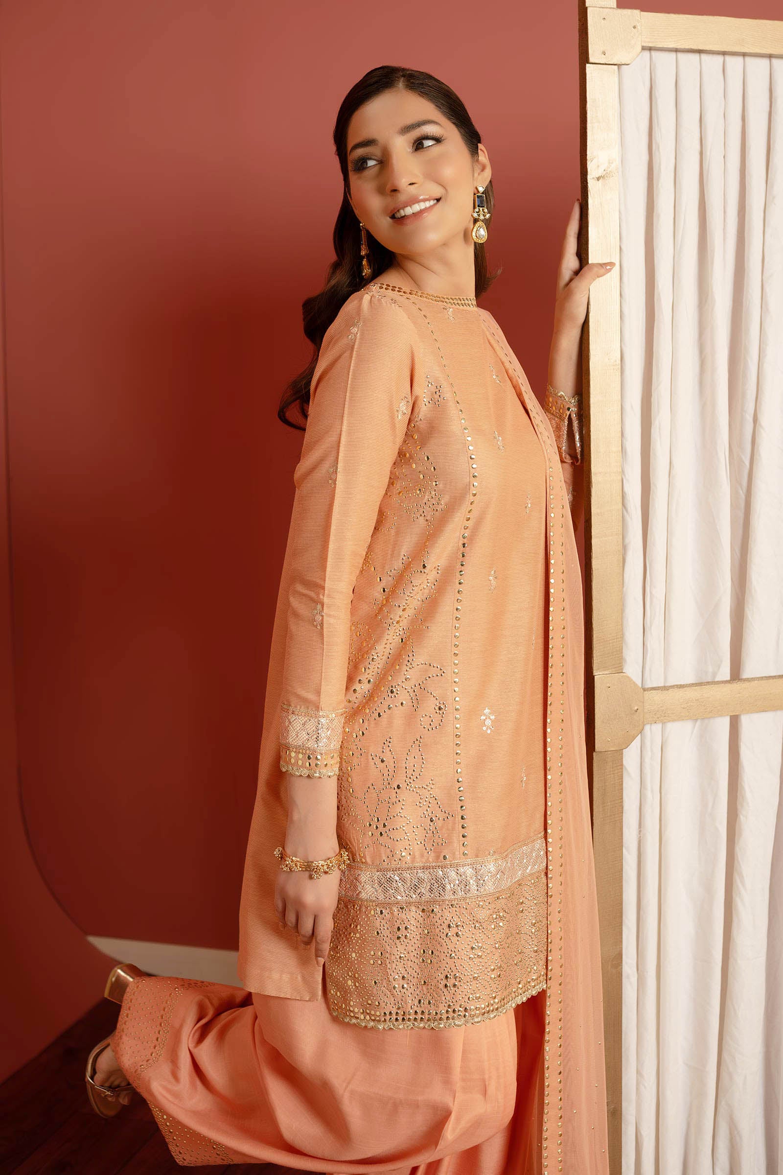 3 Pc Embellished Lurex Pinstripe Suit - Image 3