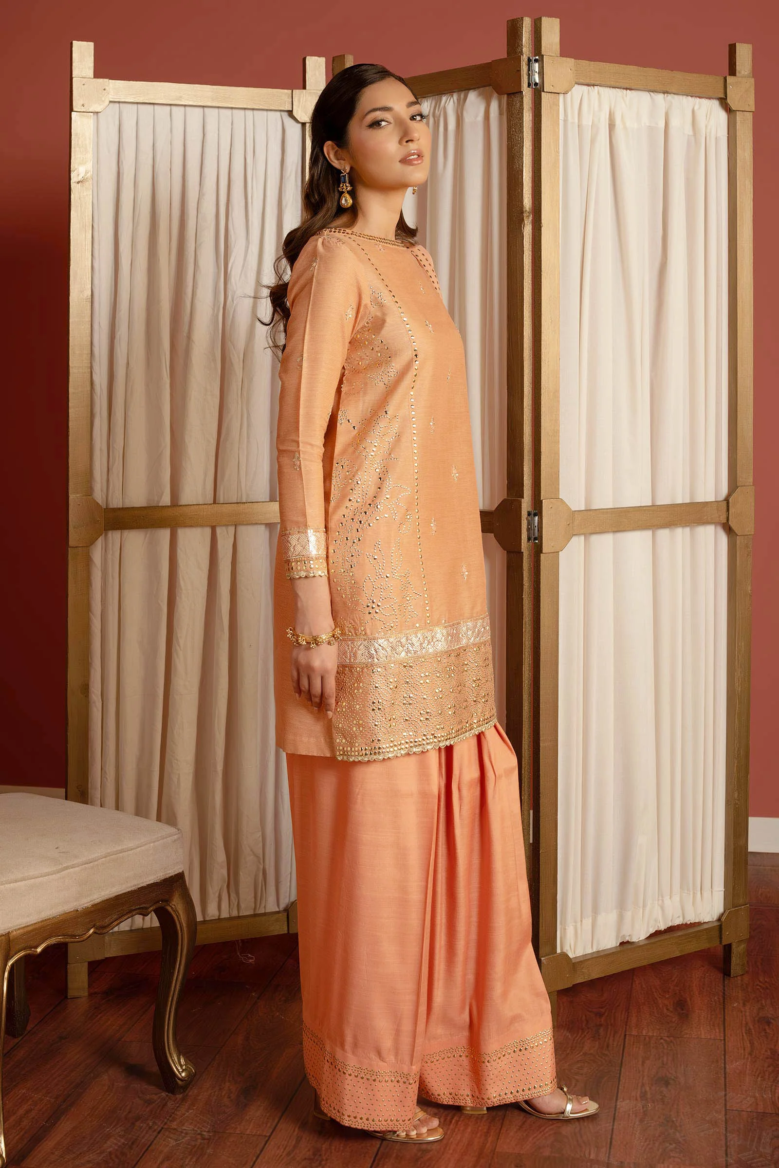 3 Pc Embellished Lurex Pinstripe Suit - Image 5