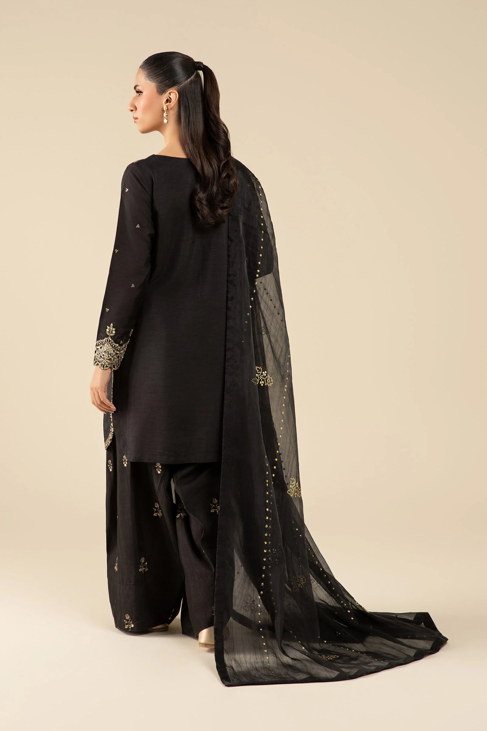 3 Pc Embroidered Raw Silk Suit - Image 5