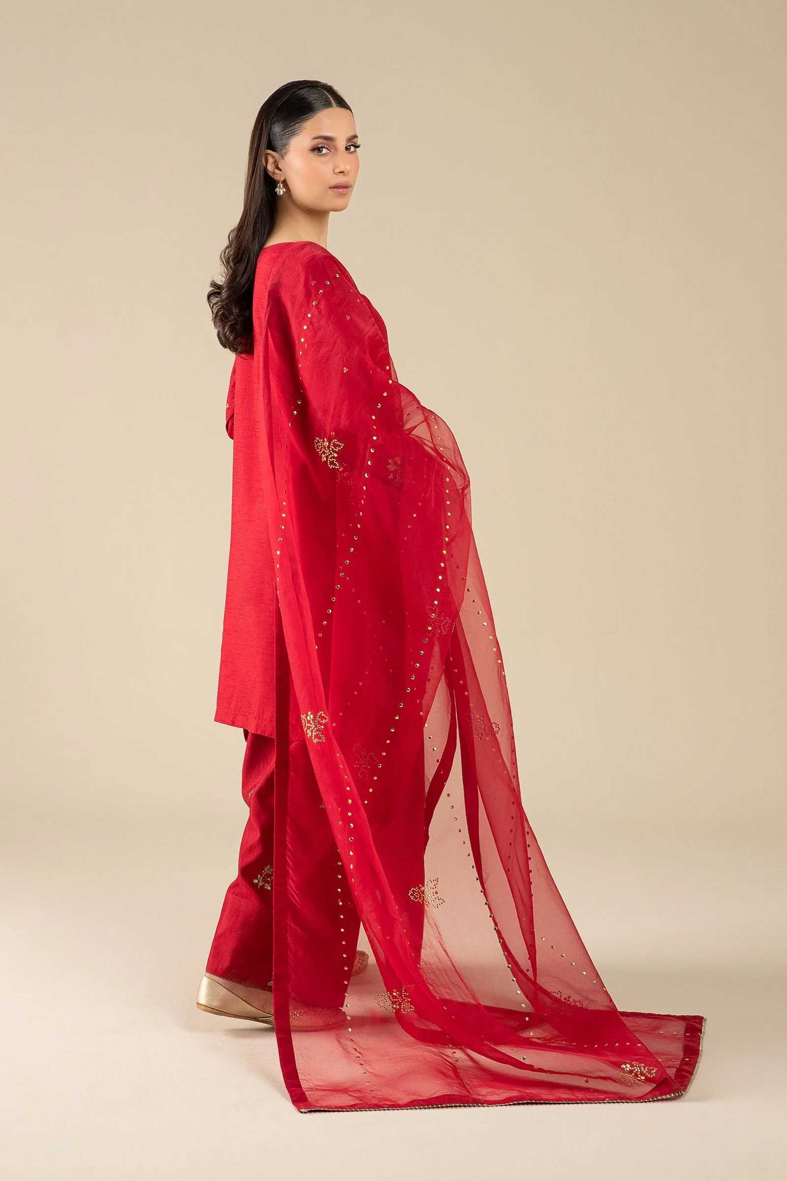 3 Pc Embroidered Raw Silk Suit - Image 6