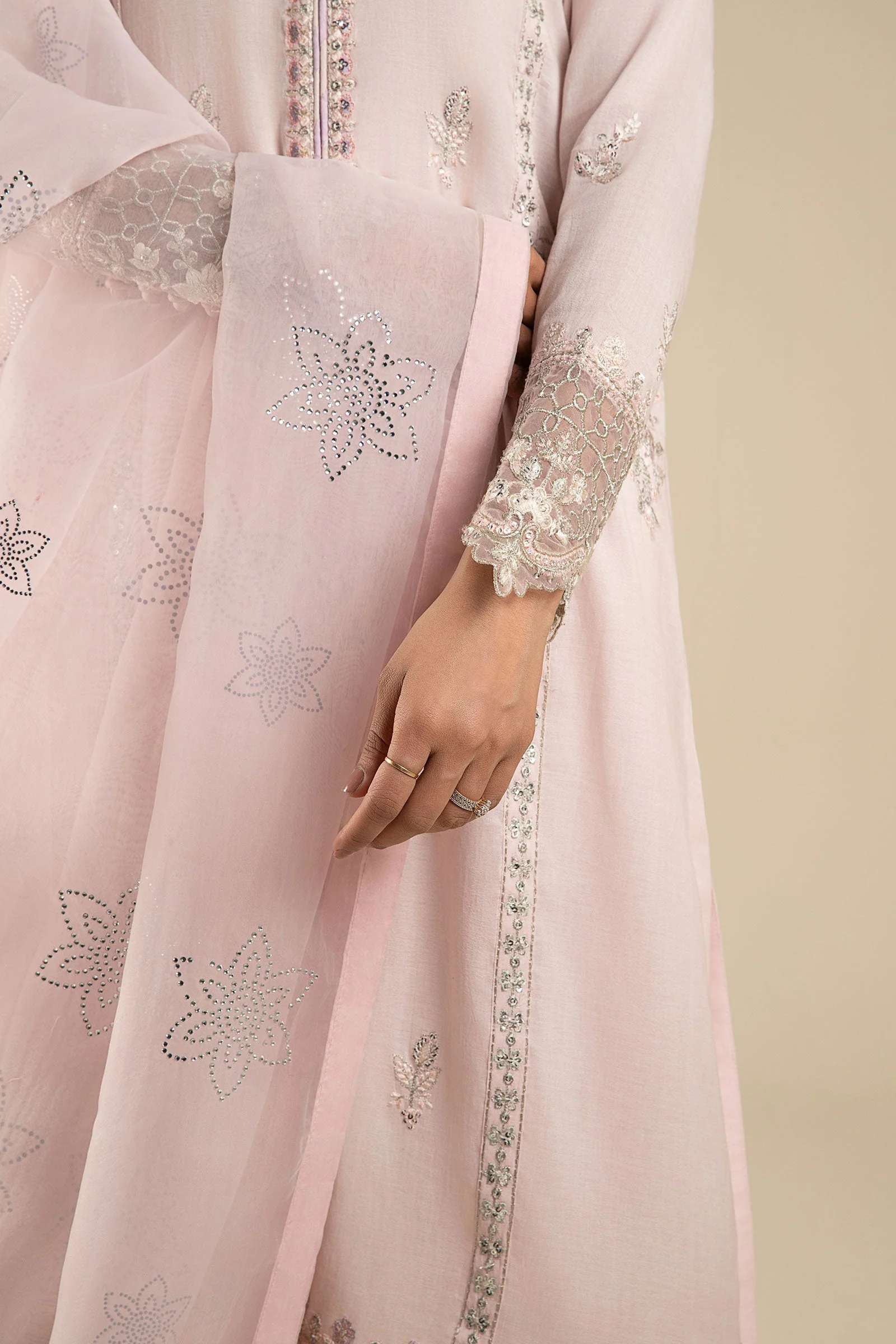 3 Pc Embroidered Shimmer Silk Suit - Image 4