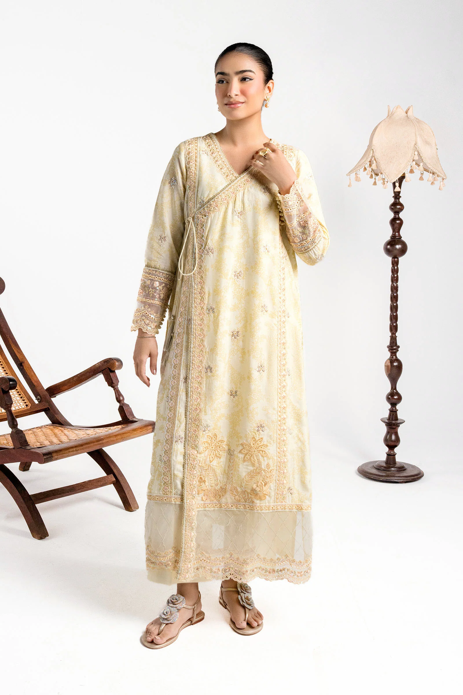 2 Pc Embroidered Raw Silk Suit