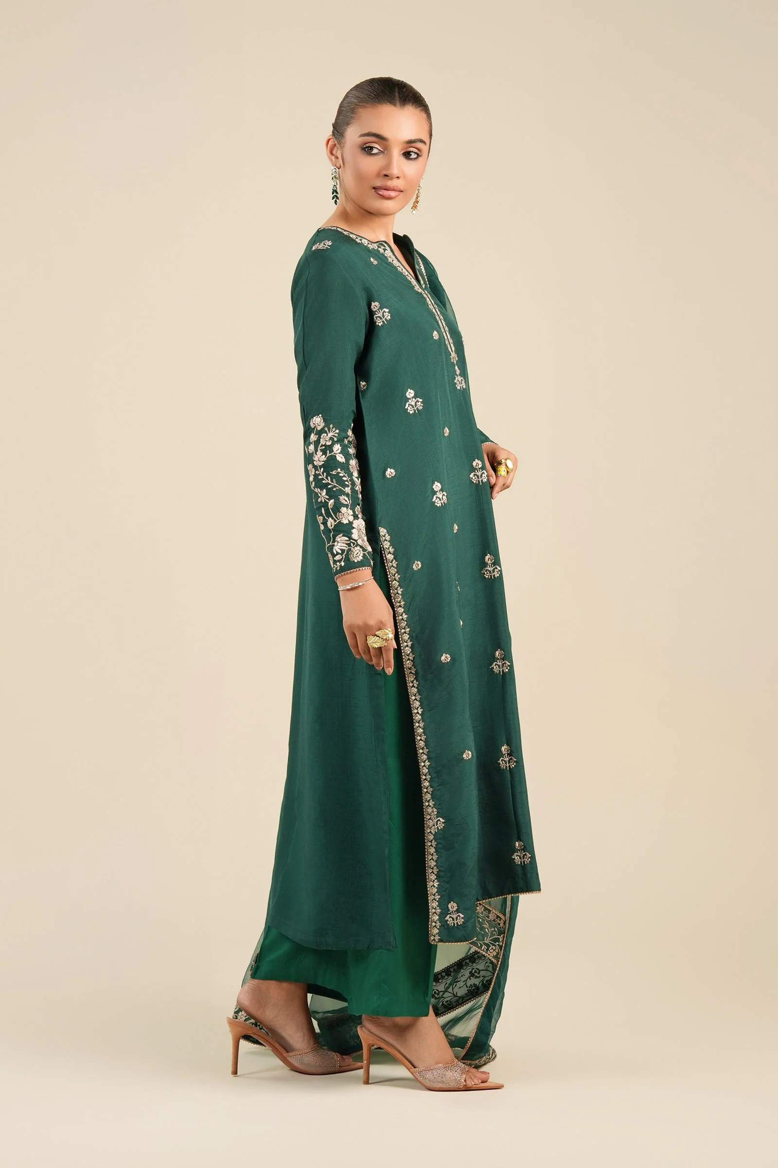 2 Pc Embroidered Bamberg Raw Silk Suit - Image 4
