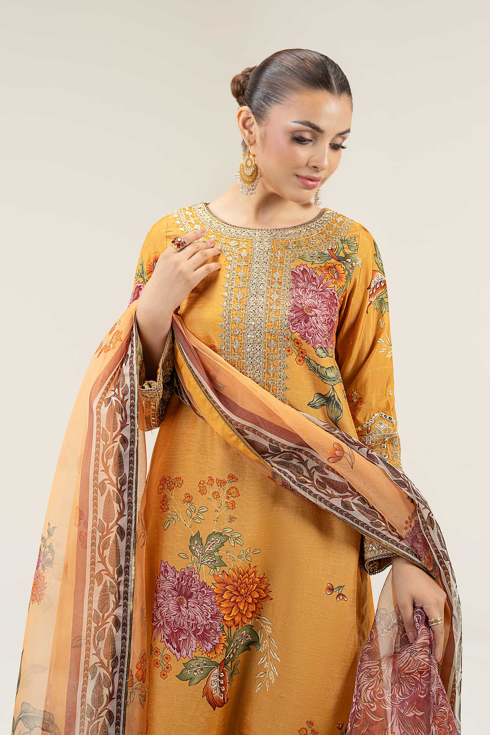 2 Pc Embroidered Bamberg Raw Silk Suit - Image 3