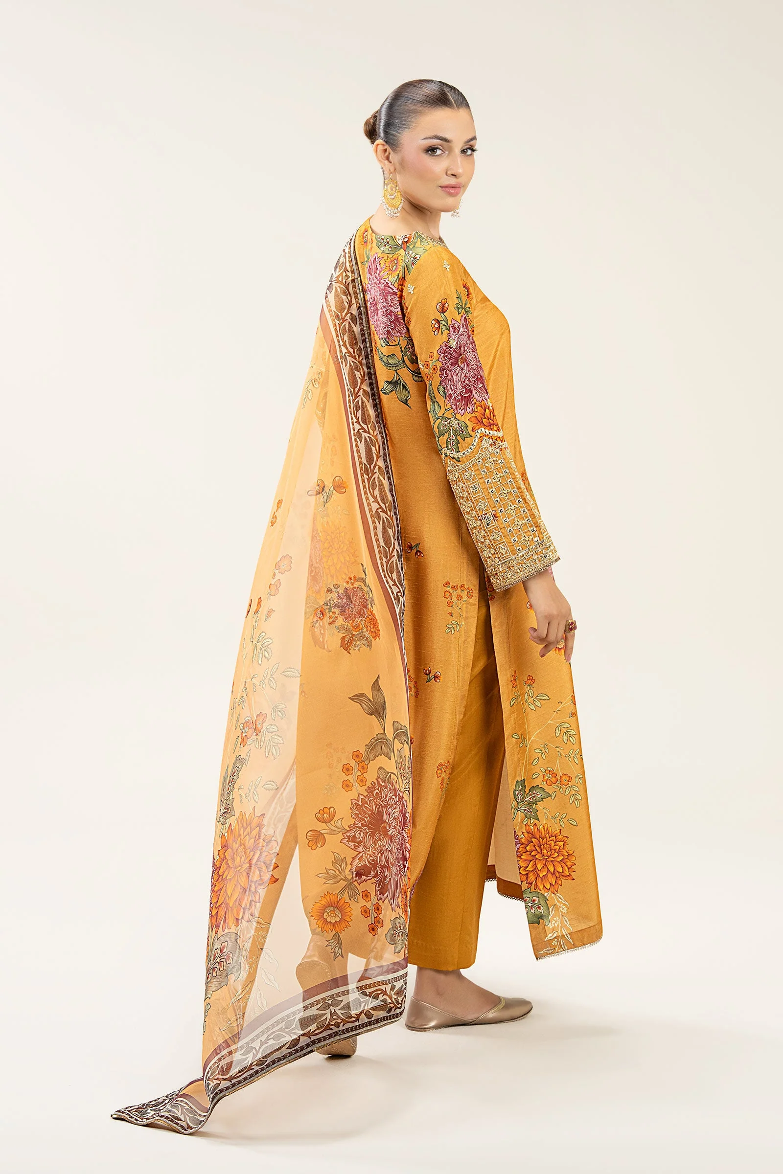 2 Pc Embroidered Bamberg Raw Silk Suit - Image 4