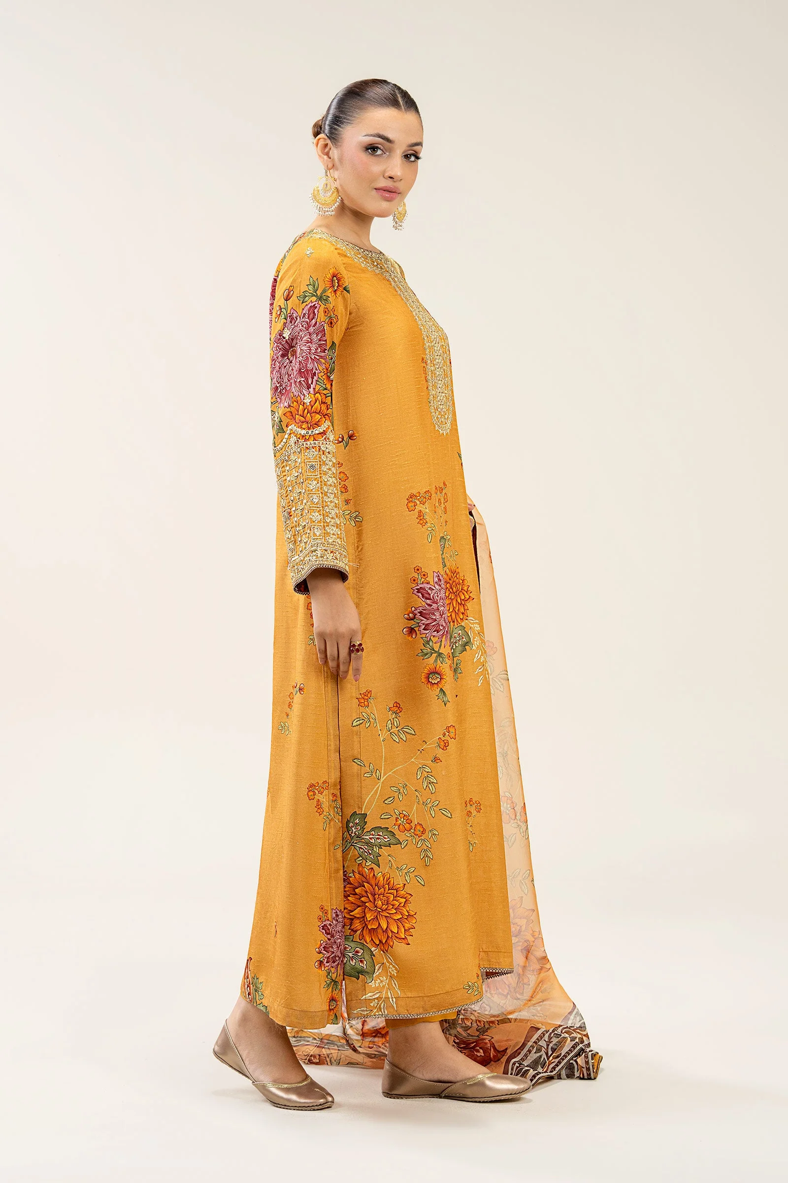 2 Pc Embroidered Bamberg Raw Silk Suit - Image 5
