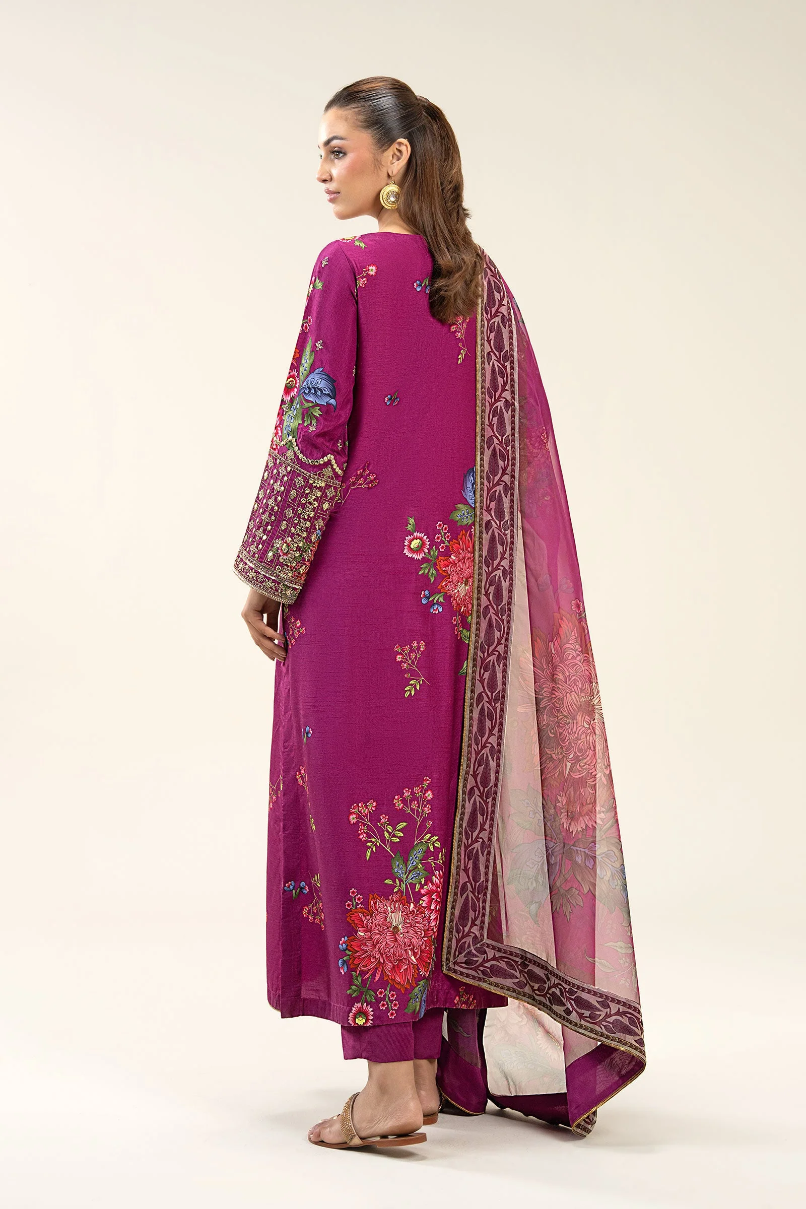2 Pc Embroidered Bamberg Raw Silk Suit - Image 5
