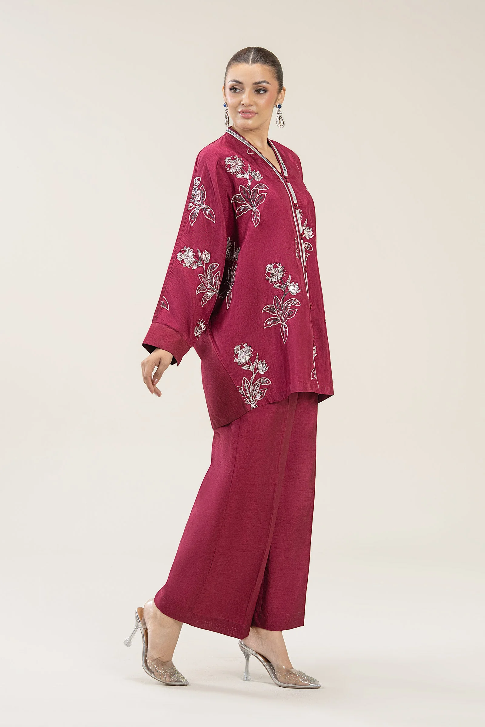 2 Pc Embroidered Bamberg Raw Silk Suit - Image 5
