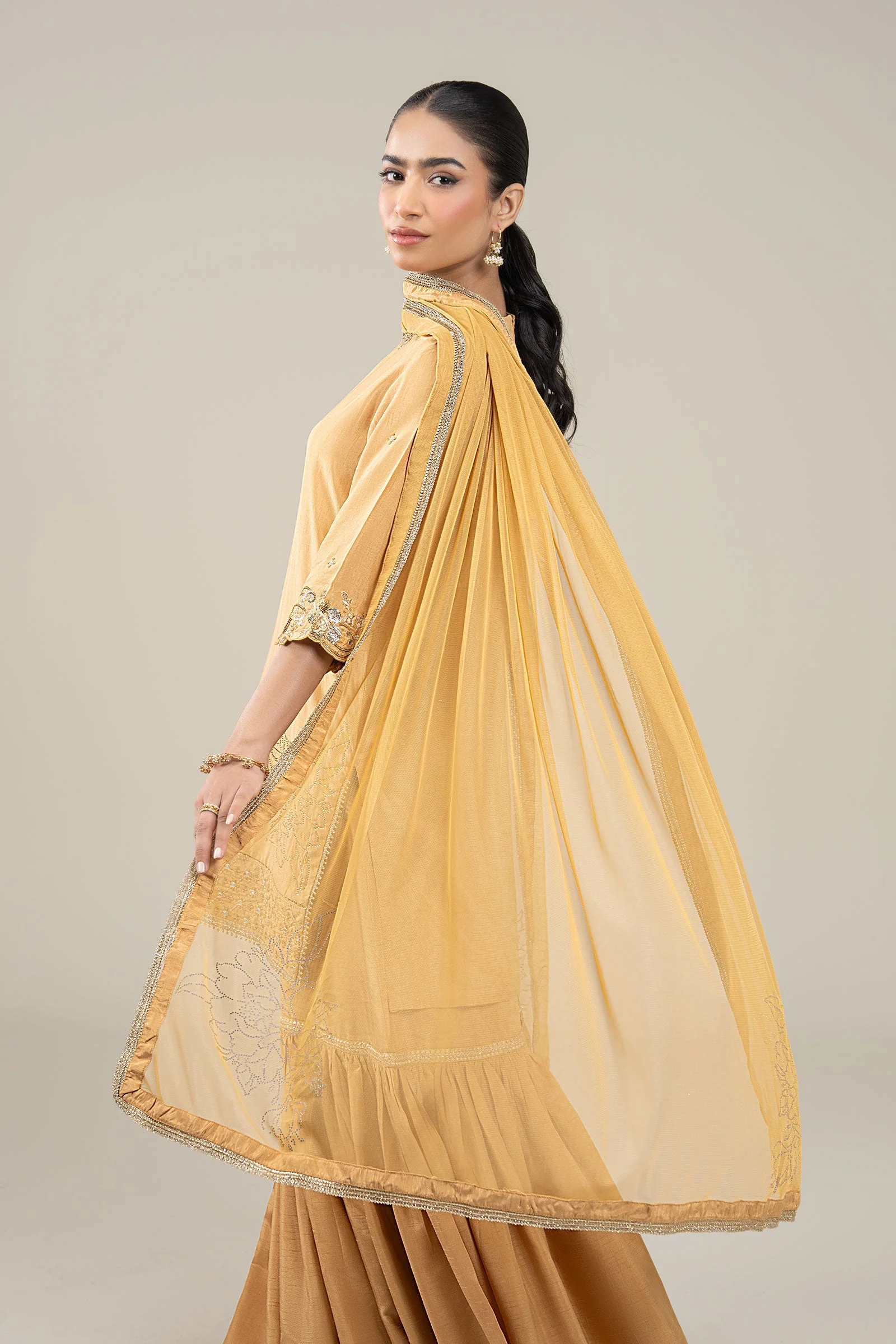 3 Pc Embroidered Bamberg Raw Silk Suit - Image 3